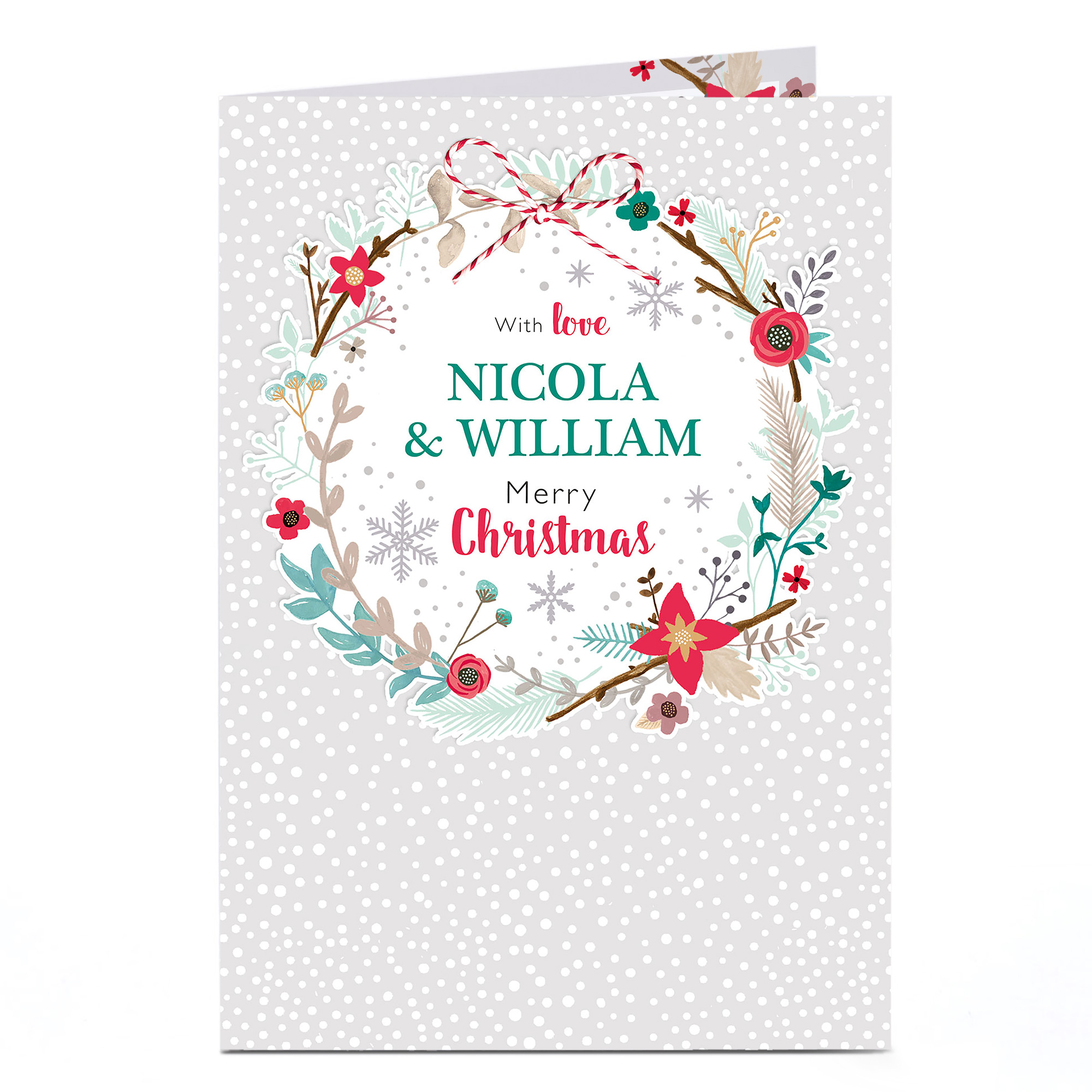 Personalised Christmas Card - Woodland Wreath