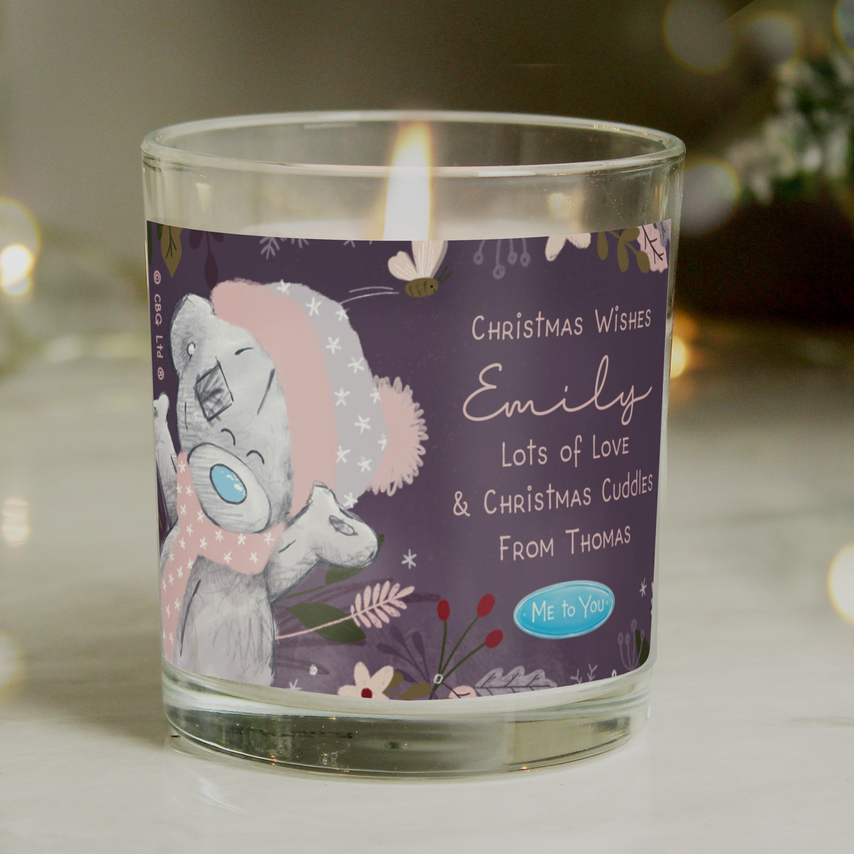 Personalised Me To You Tatty Teddy Cosy Winter Candle Jar