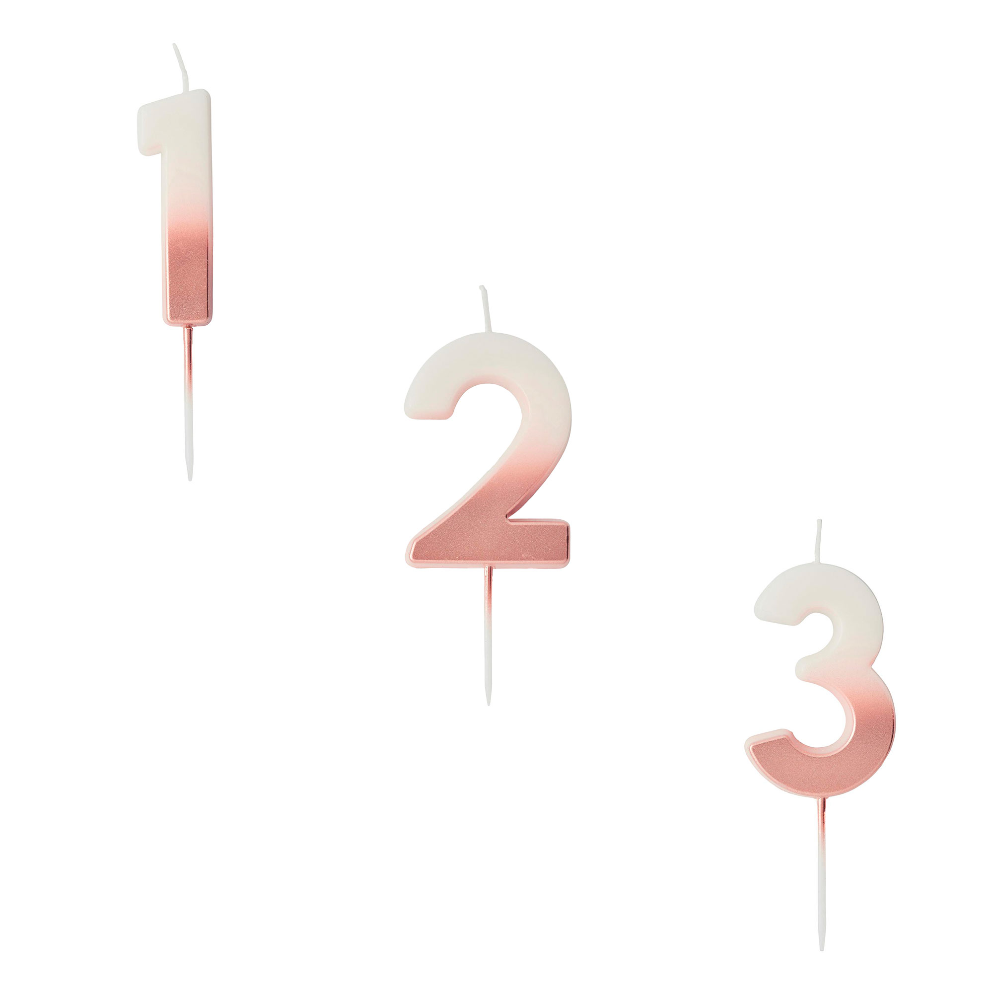 Rose Gold Ombre Number Cake Candle (0-9)