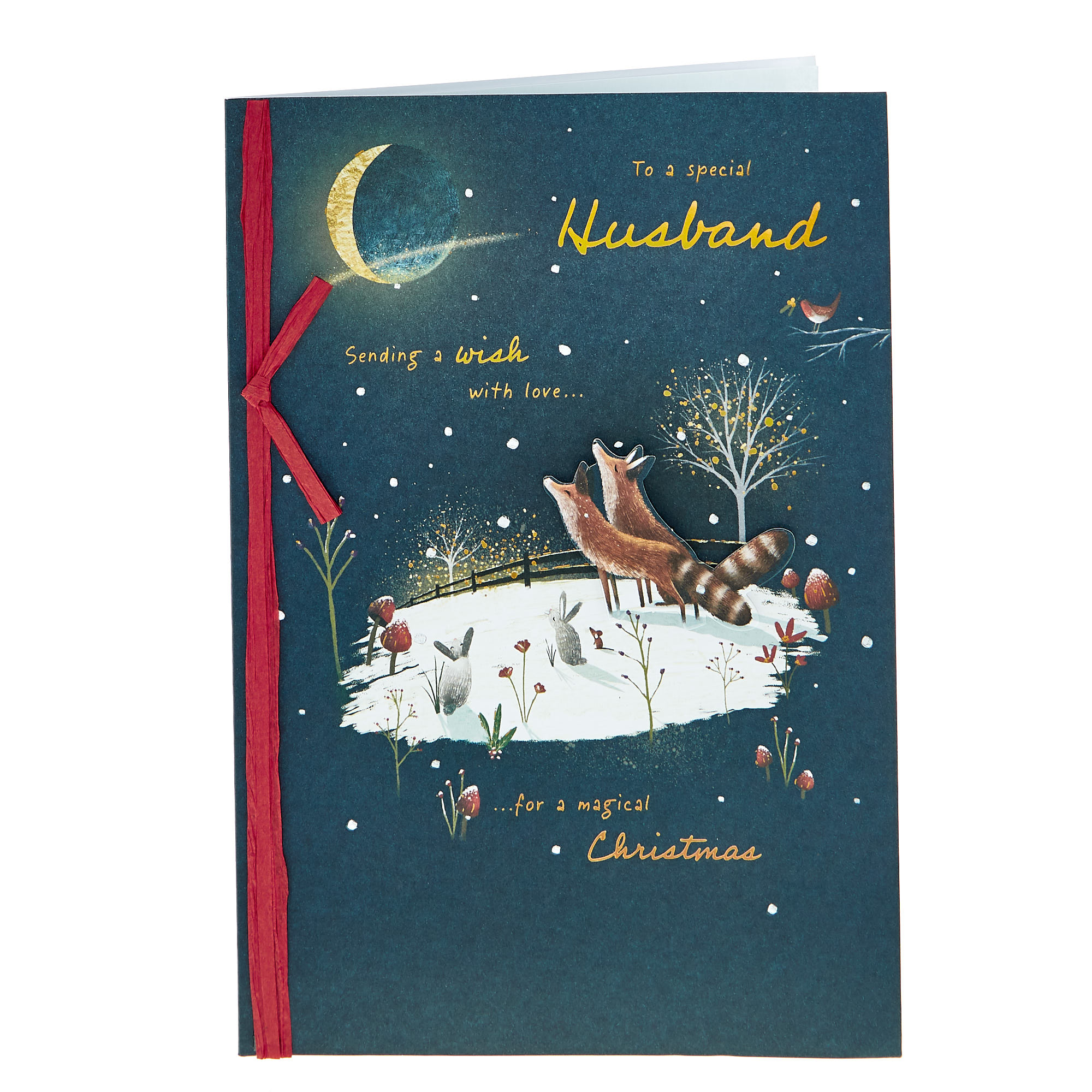 Christmas Card - Husband, Magical Foxes