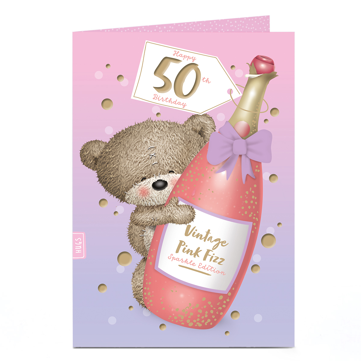 Hugs 50th Birthday Card - Vintage Pink Fizz