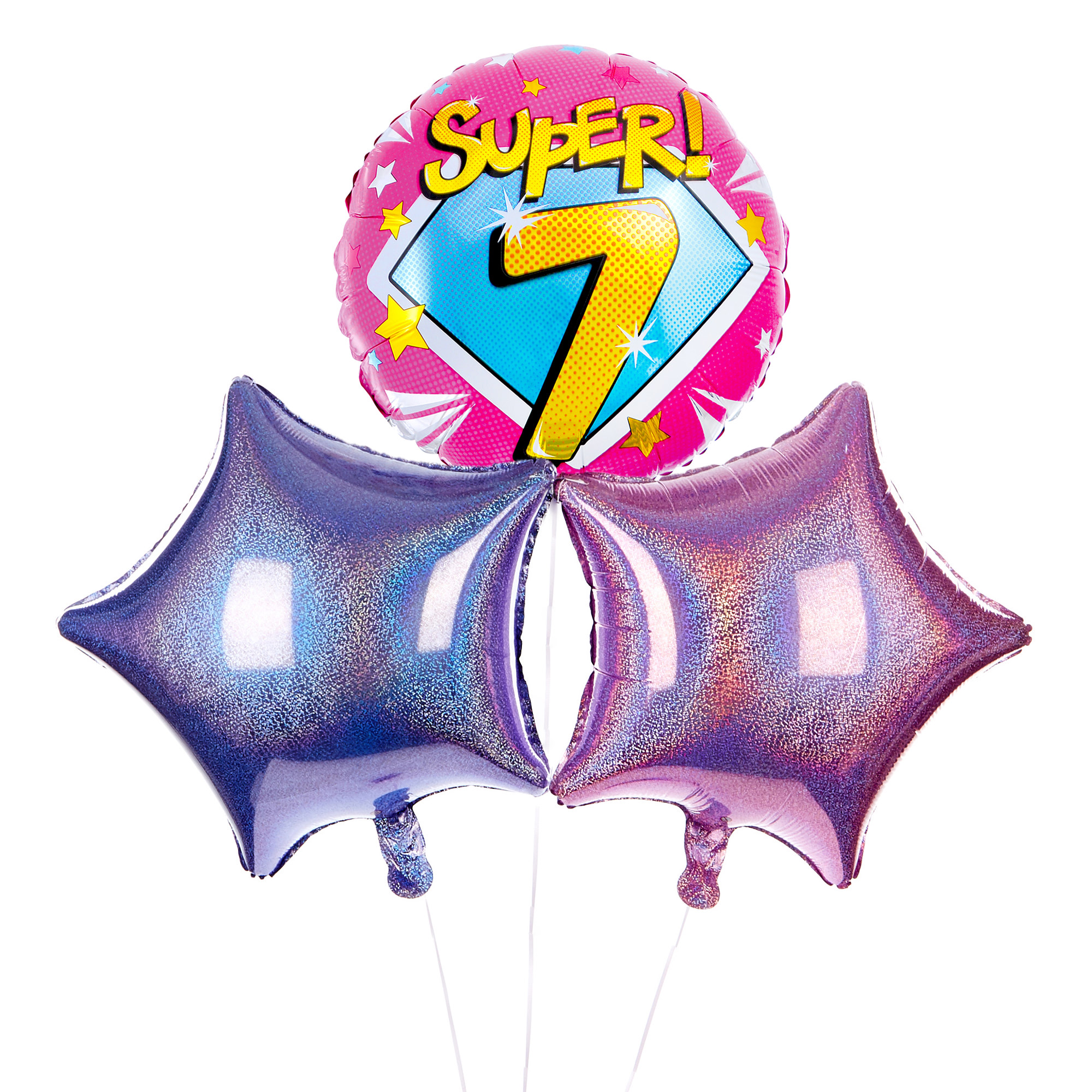 Super 7th Birthday Balloon Bouquet - DELIVERED INFLATED!