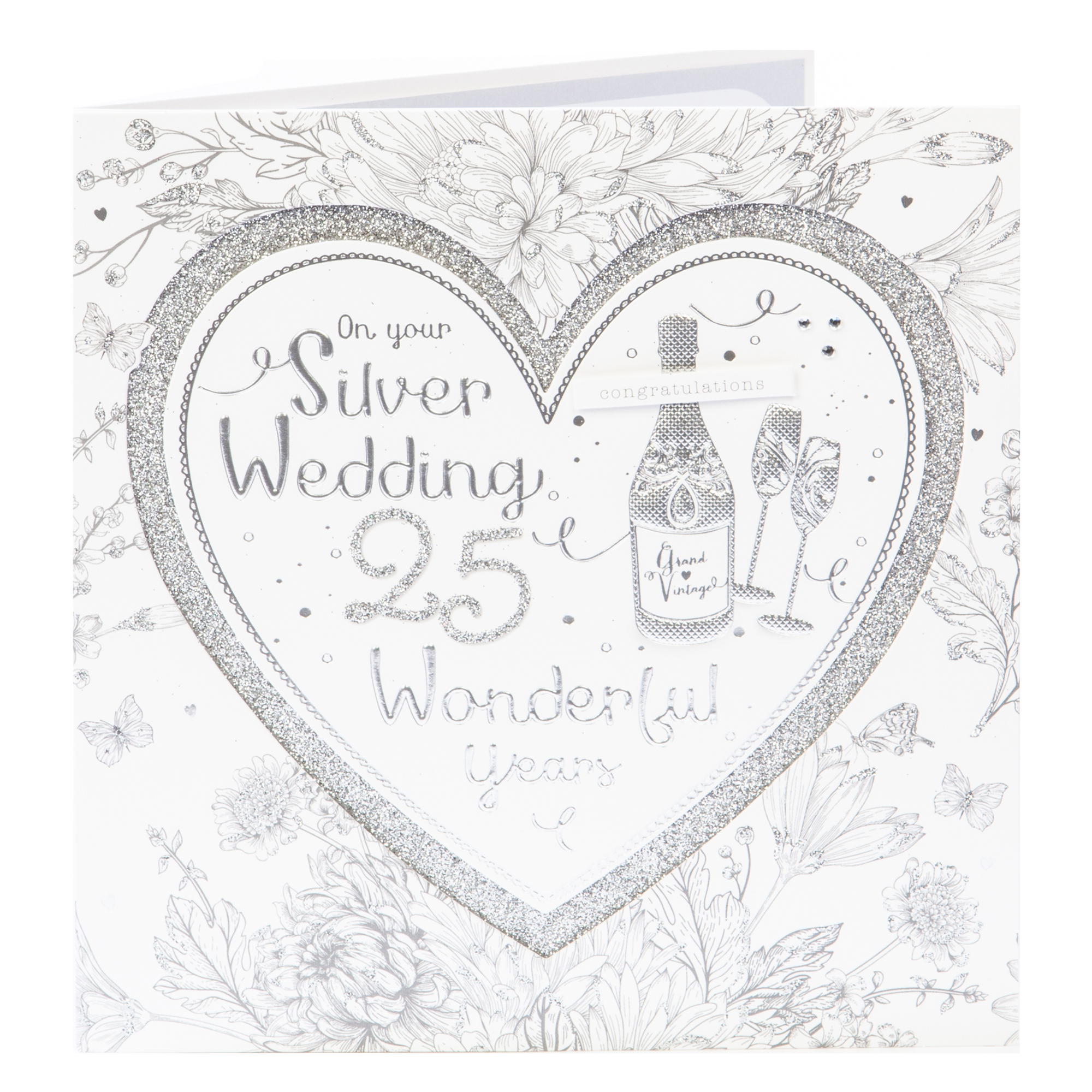 Exquisite Collection 25th Anniversary Card - Silver Wedding