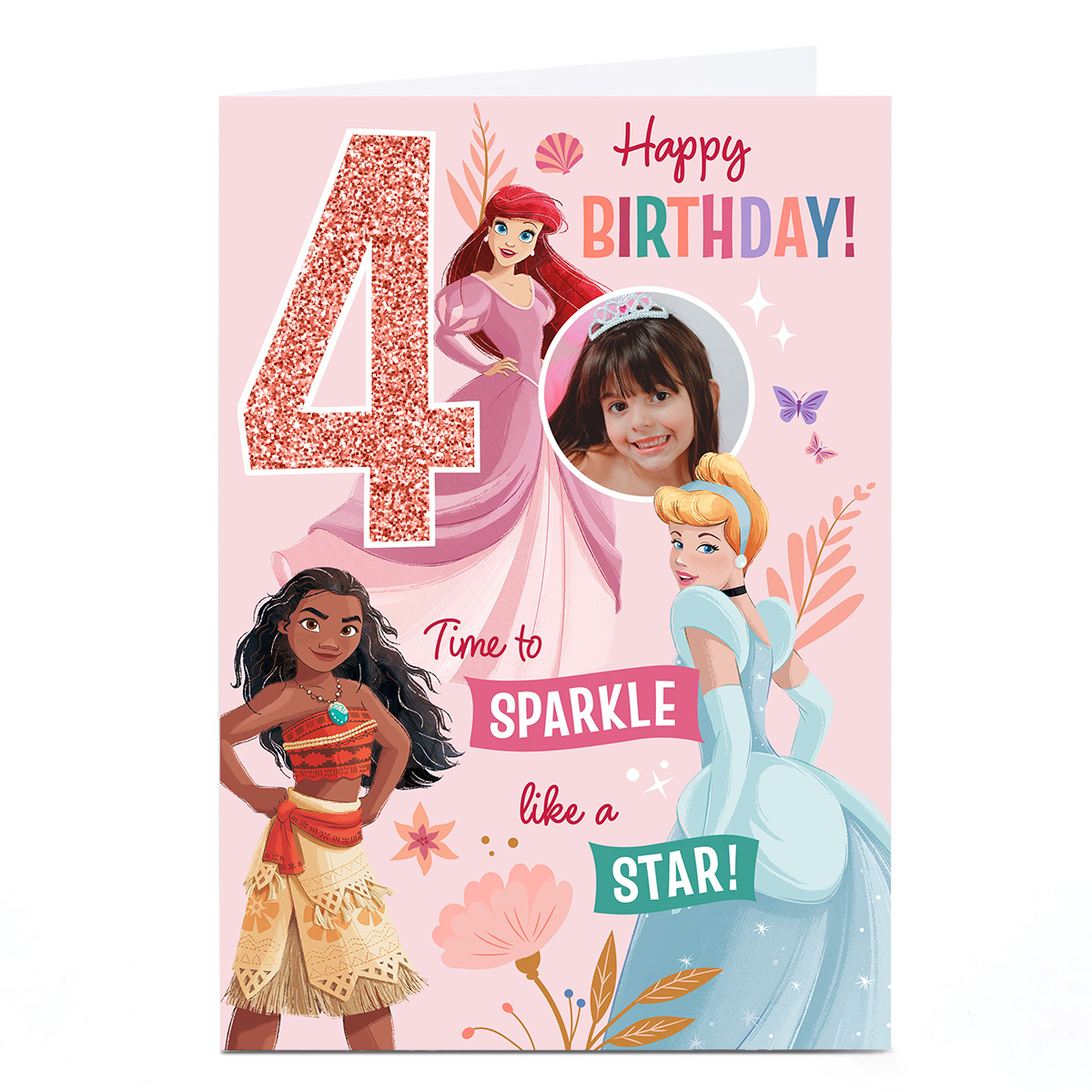 Photo Disney Princesses 4th Birthday Card - Sparkle Like a Star