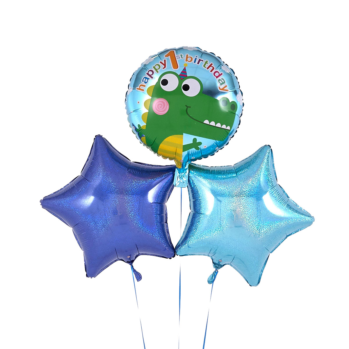 1st Birthday Crocodile Blue Balloon Bouquet - DELIVERED INFLATED!