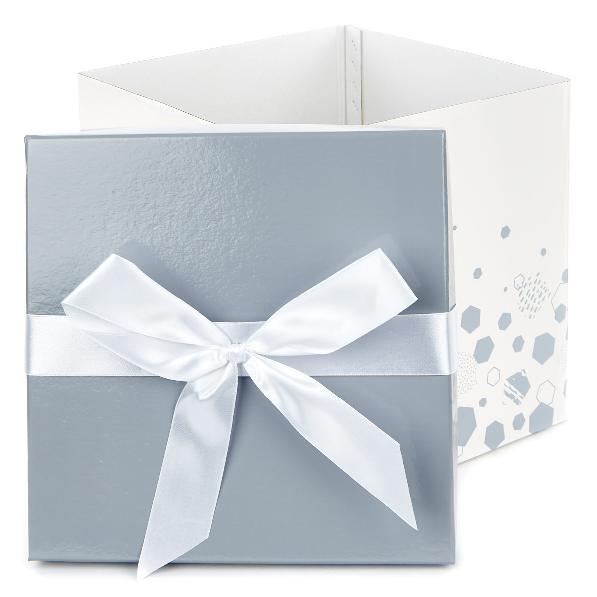 Large Flat-Pack Gift Box - Silver Hexagons
