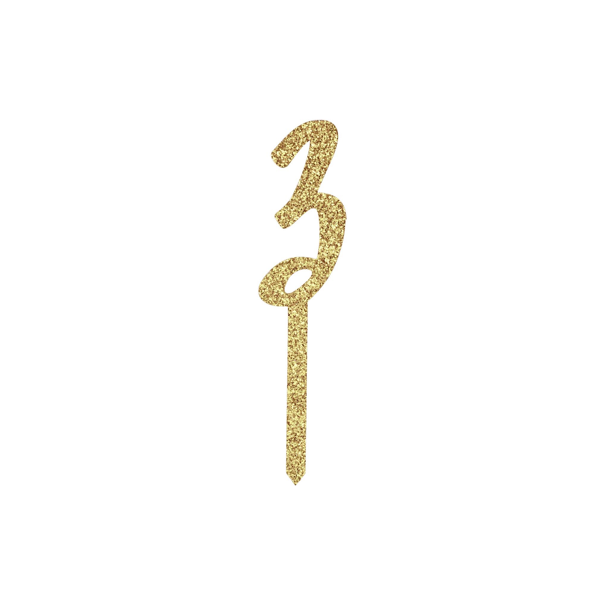Metallic Gold Number Glitter Acrylic Cake Topper (Numbers 0-9)