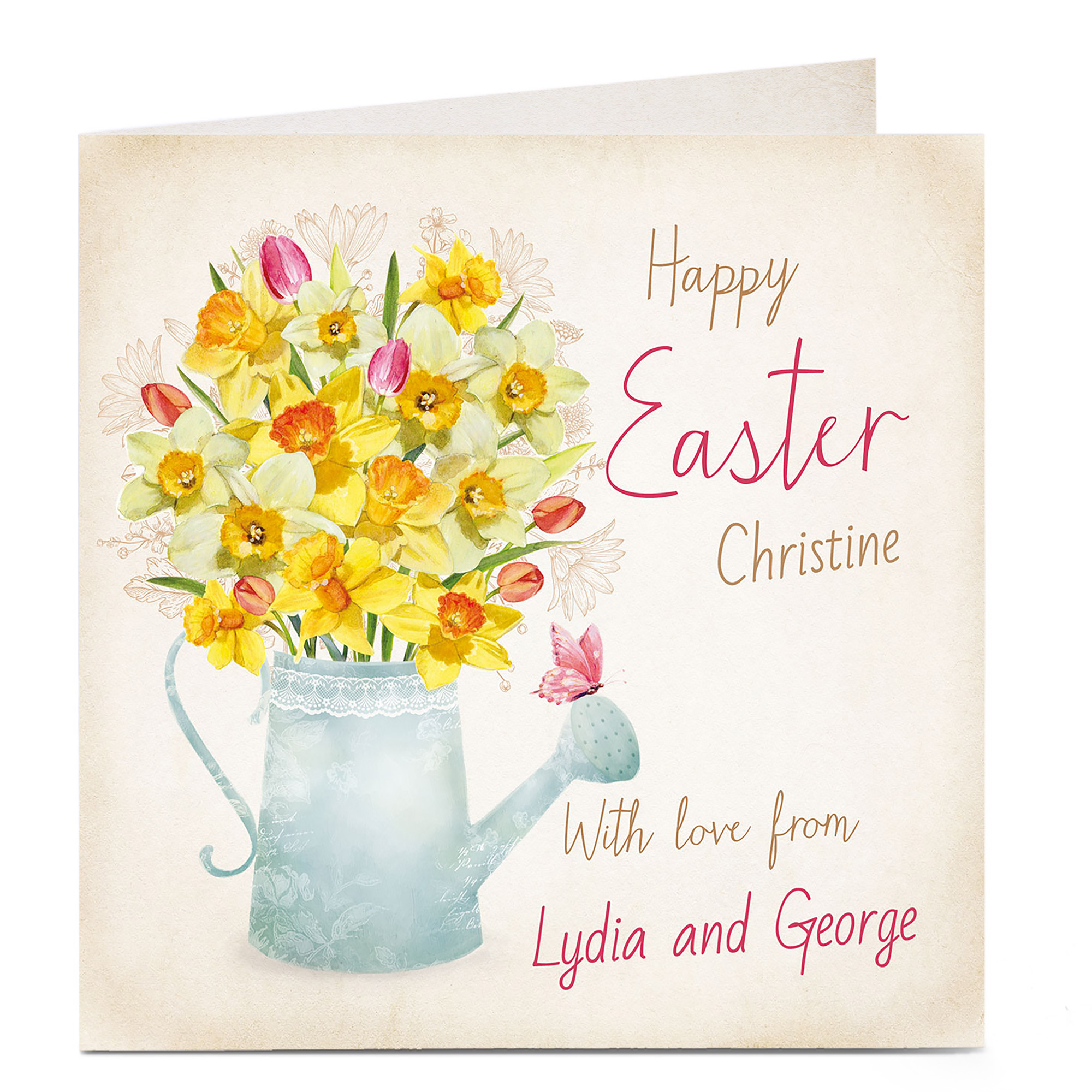 Personalised Easter Card - Daffodils Watering Can