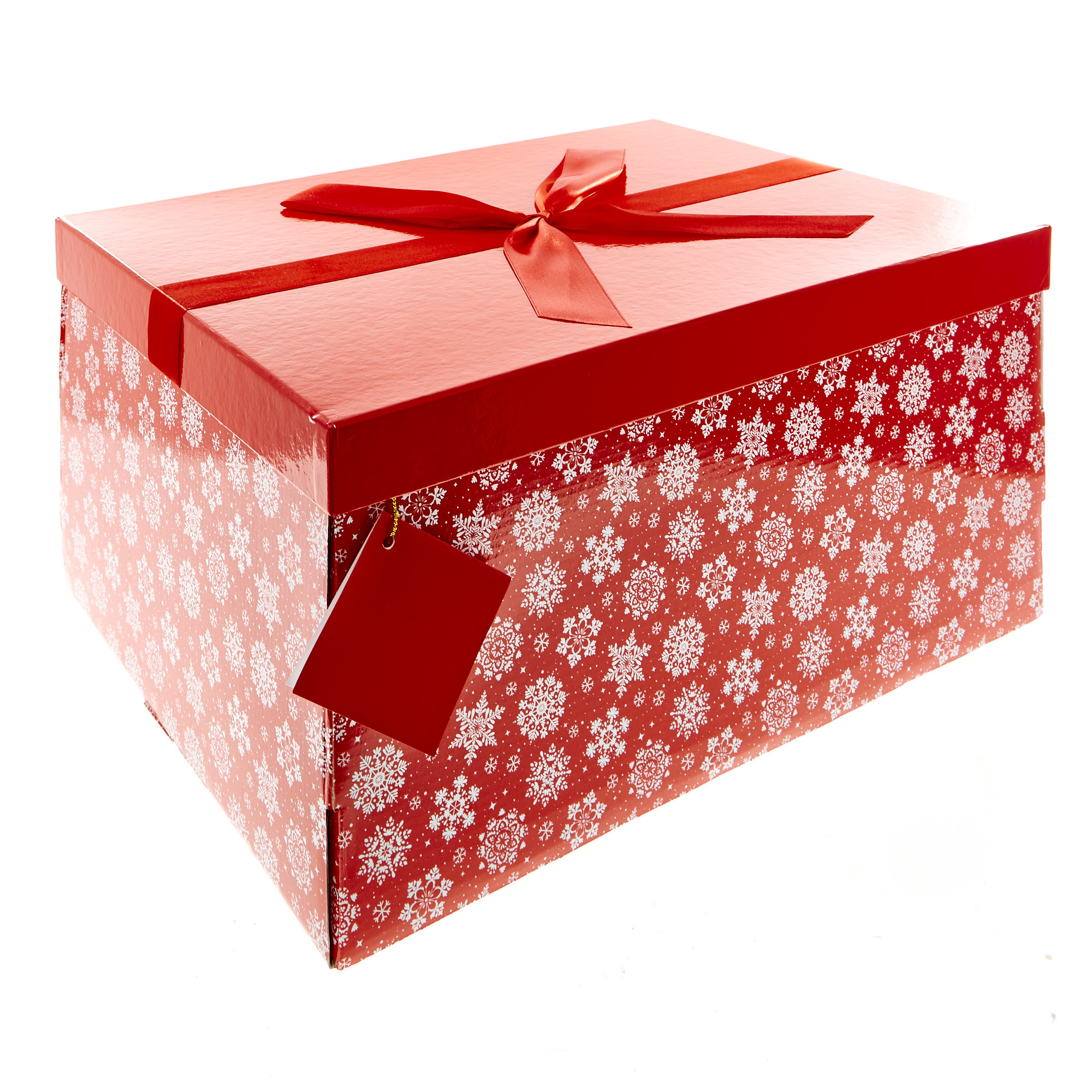 Red & White Snowflakes Flat-Pack Crate Gift Box 