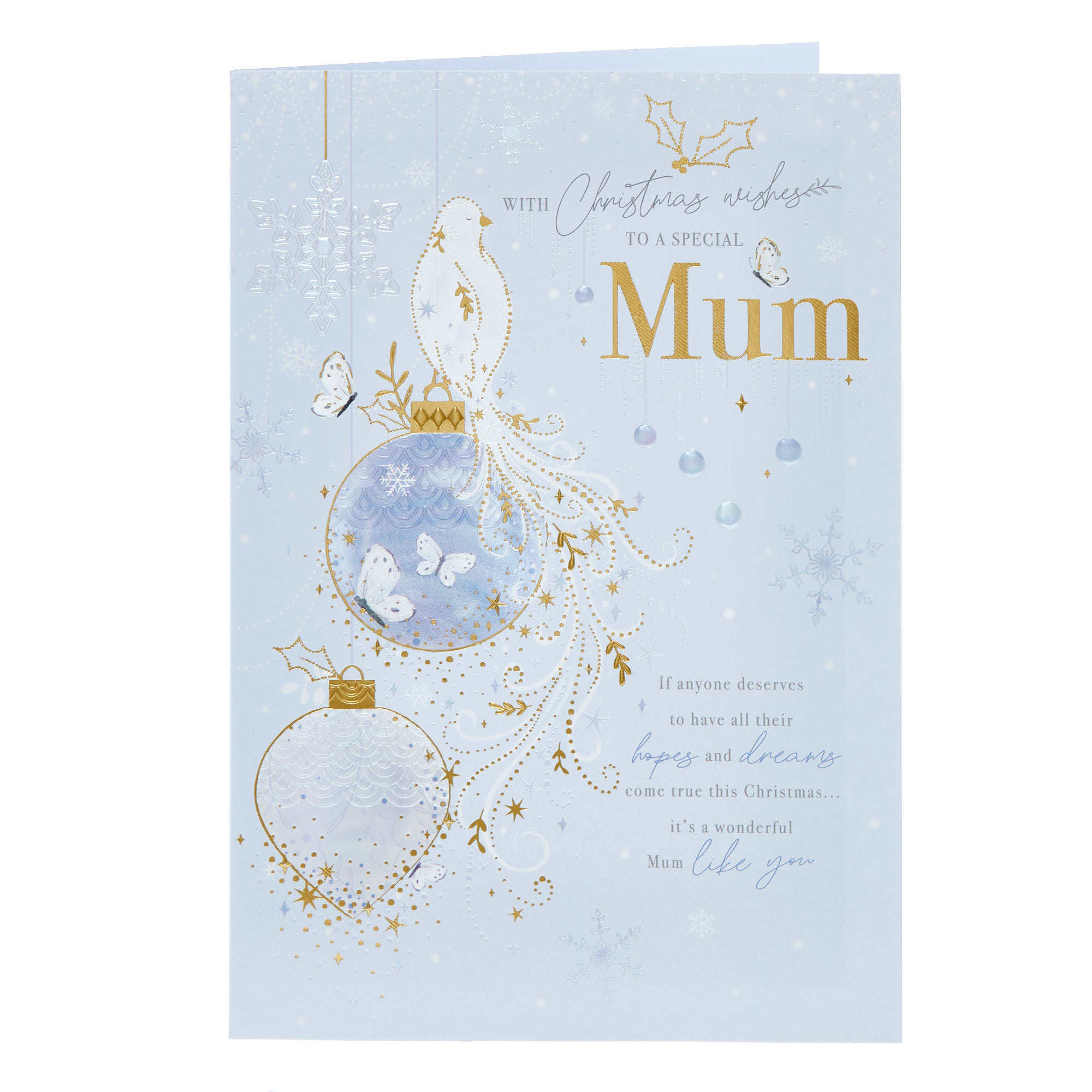 Mum Dove & Baubles Christmas Card