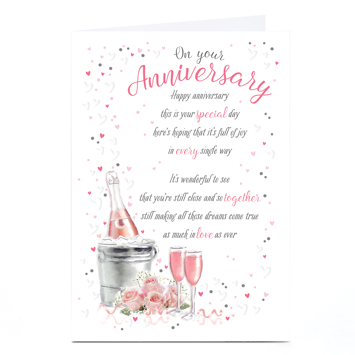 Personalised Anniversary Card - Dreams Come True Champagne