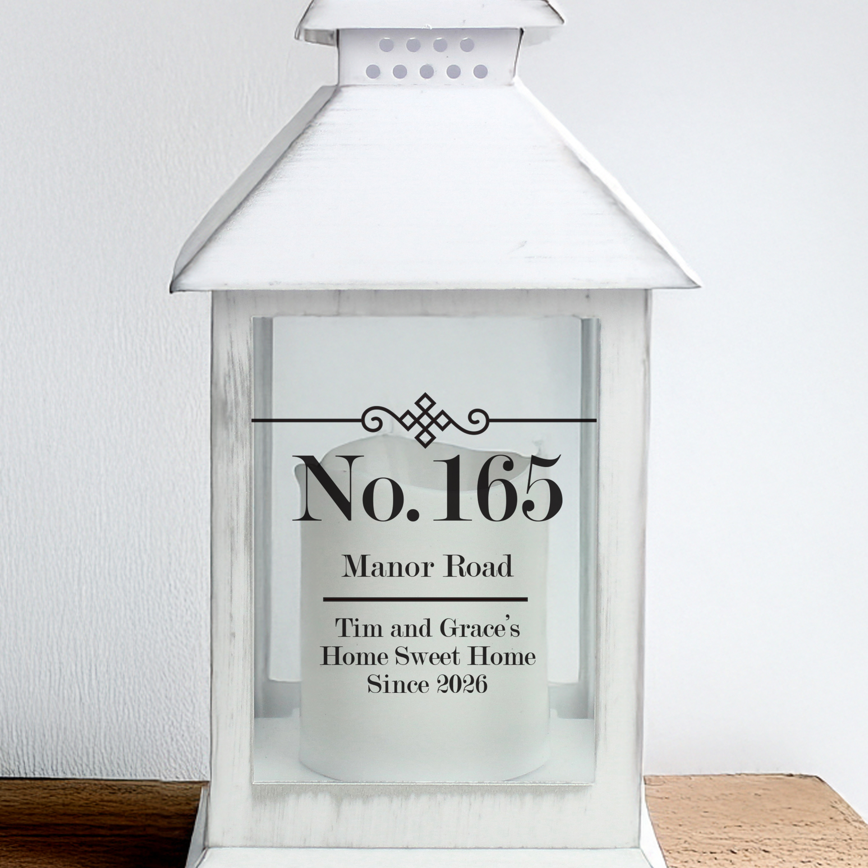 Personalised Elegant Diamond White Lantern