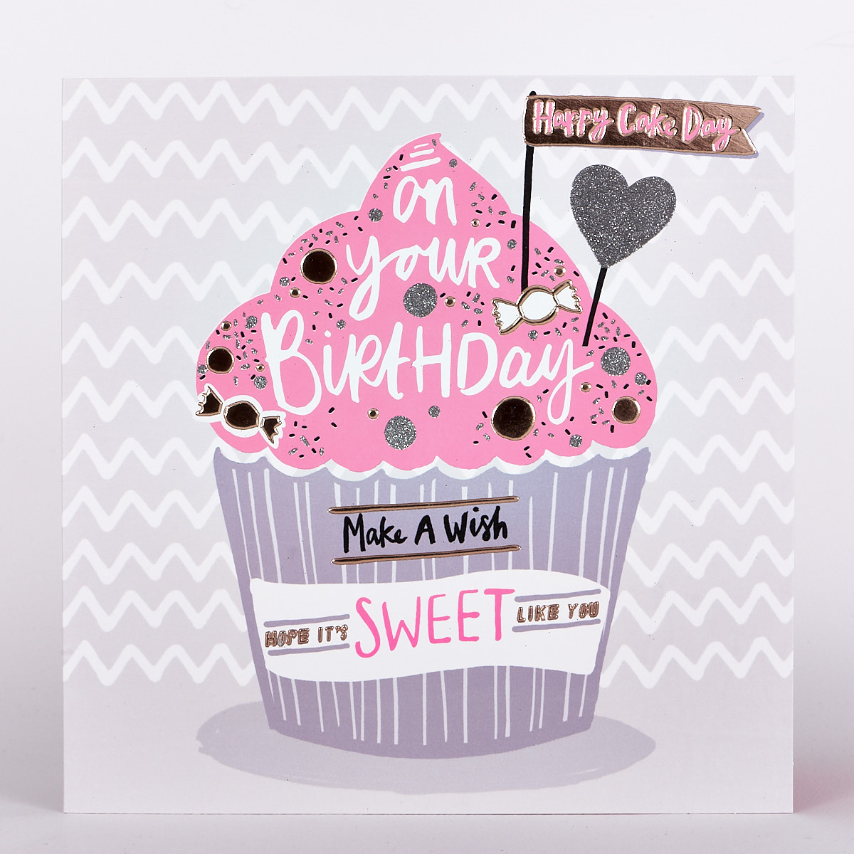 Platinum Collection Birthday Card - Hot Pink Cupcake