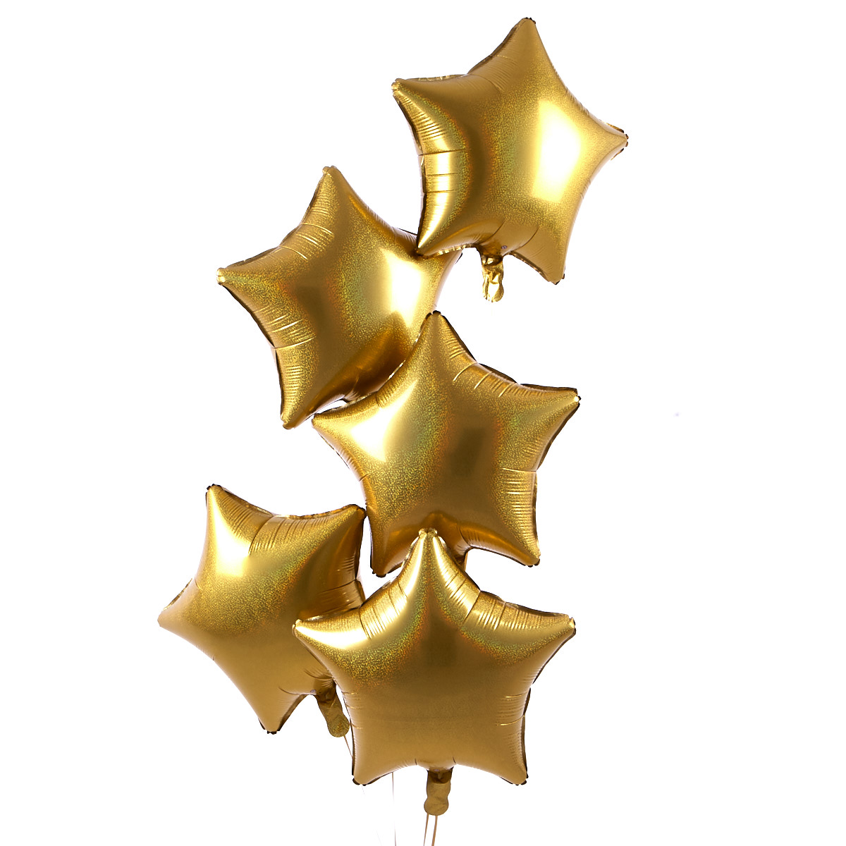 5 Gold Stars Stars Balloon Bouquet - DELIVERED INFLATED!