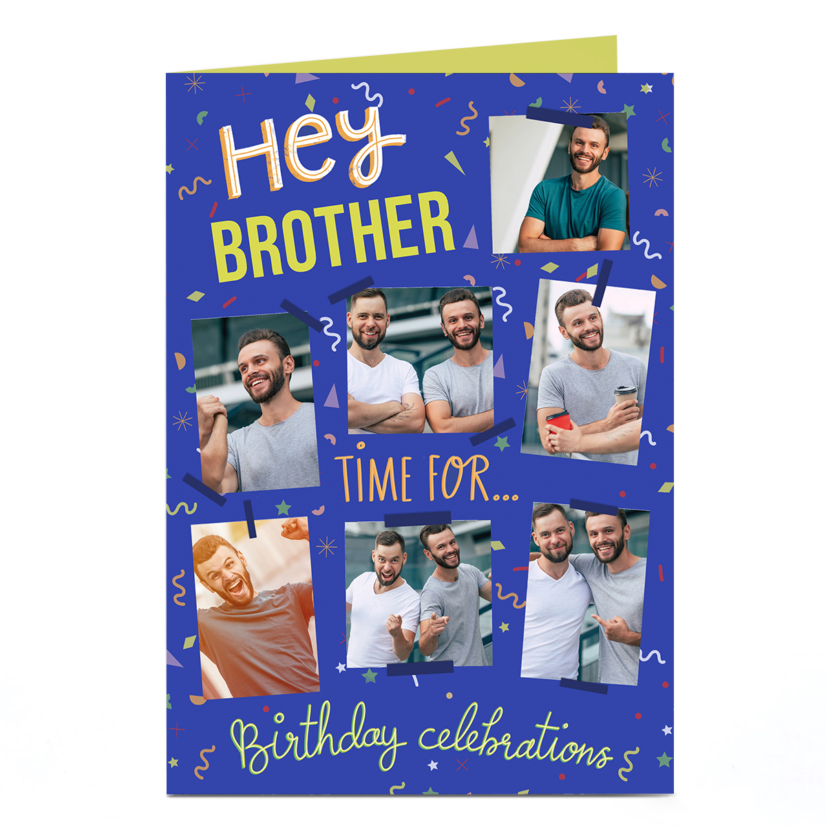 Photo Birthday Card - Hey Brother, Time To Celebrate