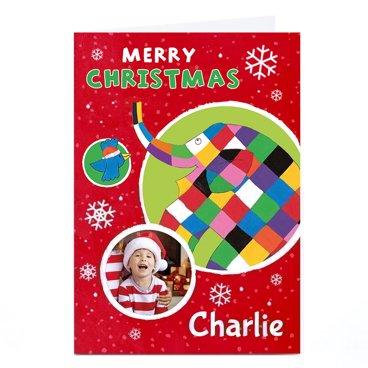 Photo Elmer The Elephant Christmas Card - Merry Christmas