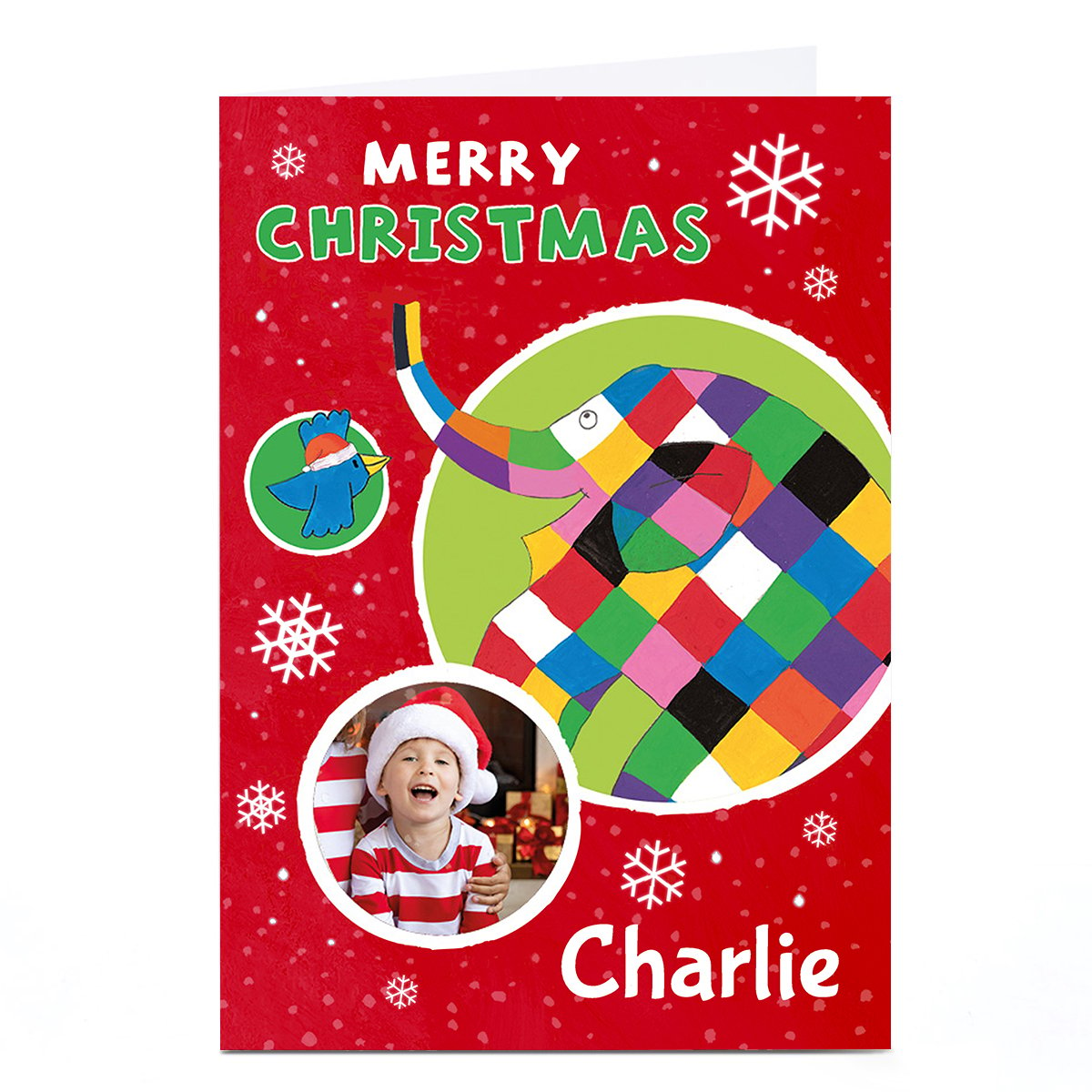 Photo Elmer The Elephant Christmas Card - Merry Christmas