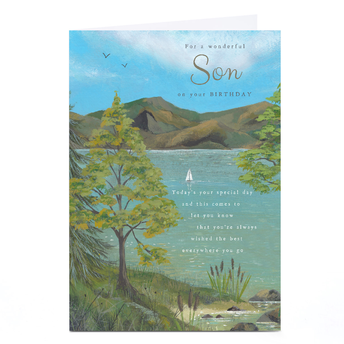 Personalised Birthday Card - Trees with a Lake, Any Relation