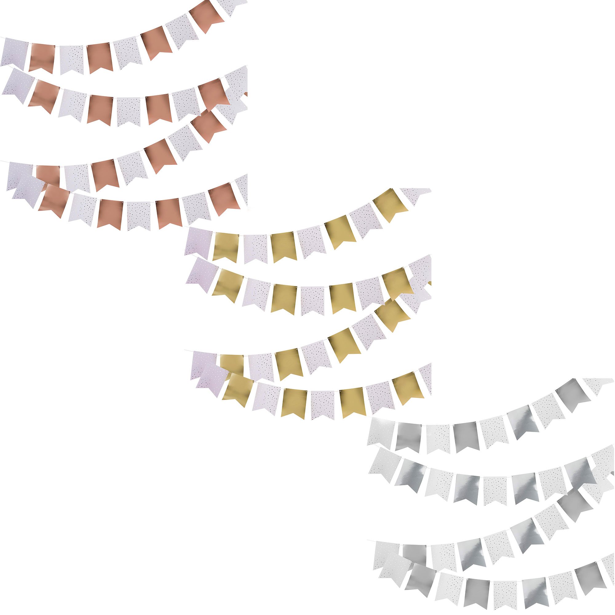 Metallic Flag Card Bunting 10m (3 Colour Options)