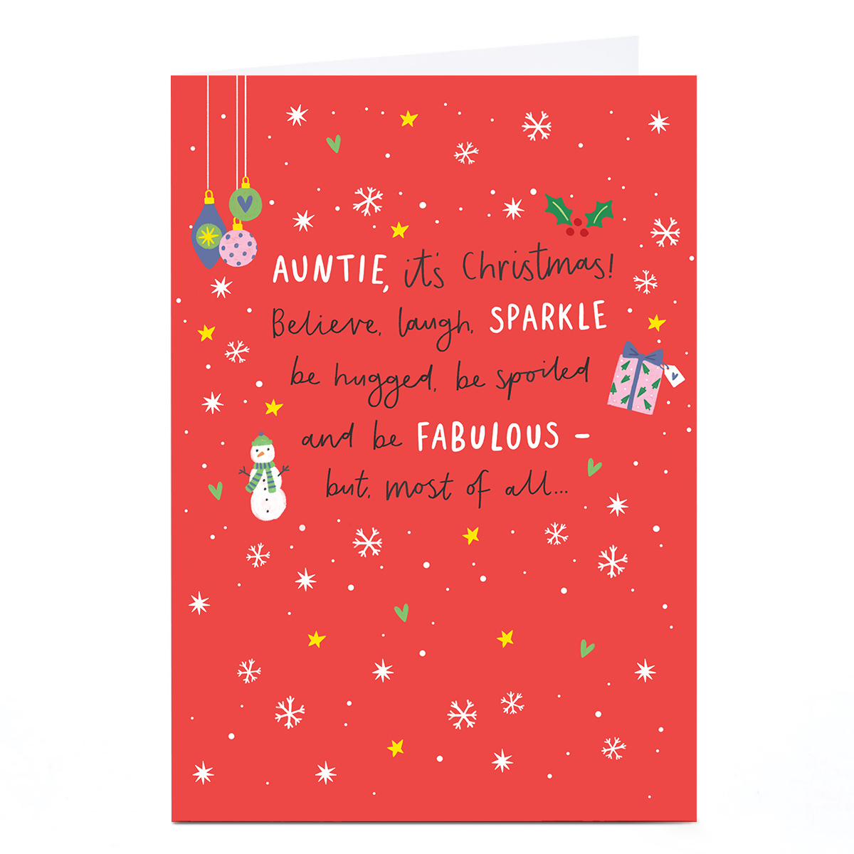 Christmas Card - Be Hugged Be Spoiled Be Fabulous, Auntie