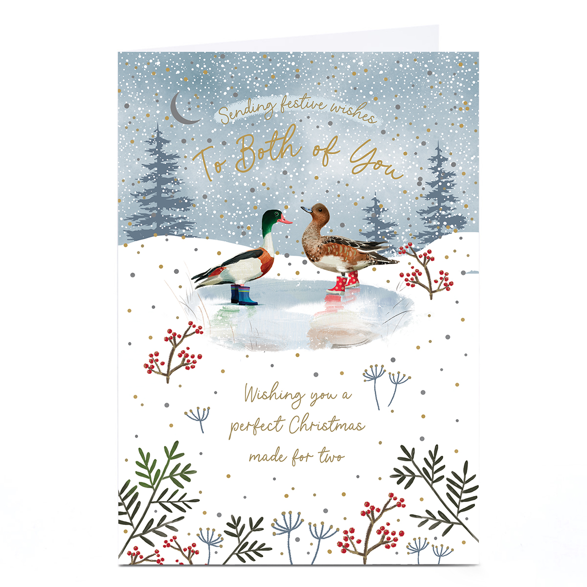 Christmas Card - To Both of You - Pair of ducks in wellies