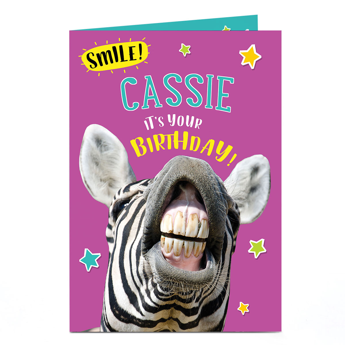 Personalised Birthday Card - Smile Zebra