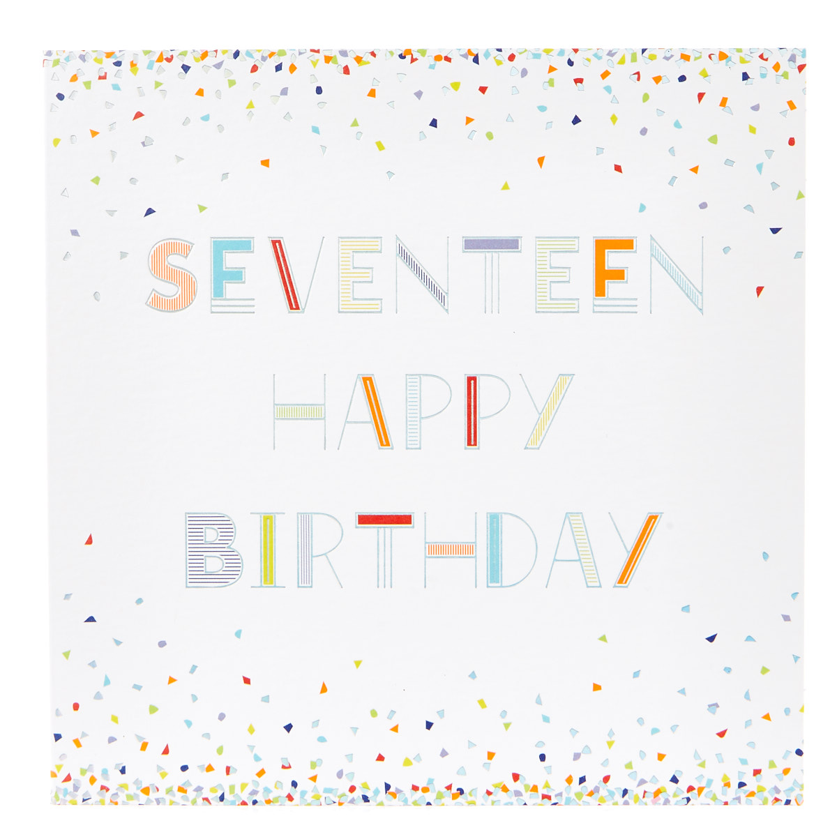 17th Birthday Card - Neon Confetti