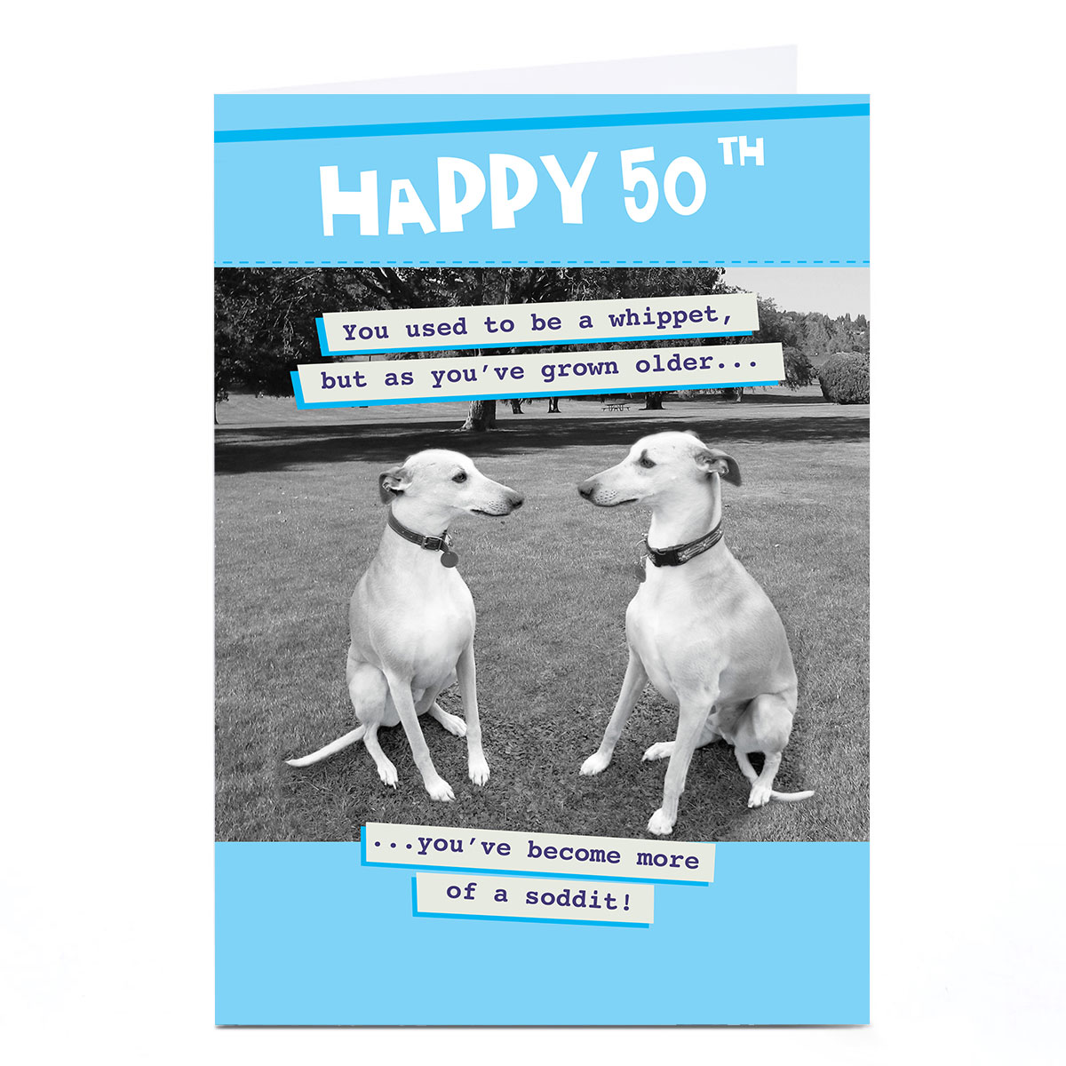 Personalised Quitting Hollywood 50th Birthday Card - Whippets