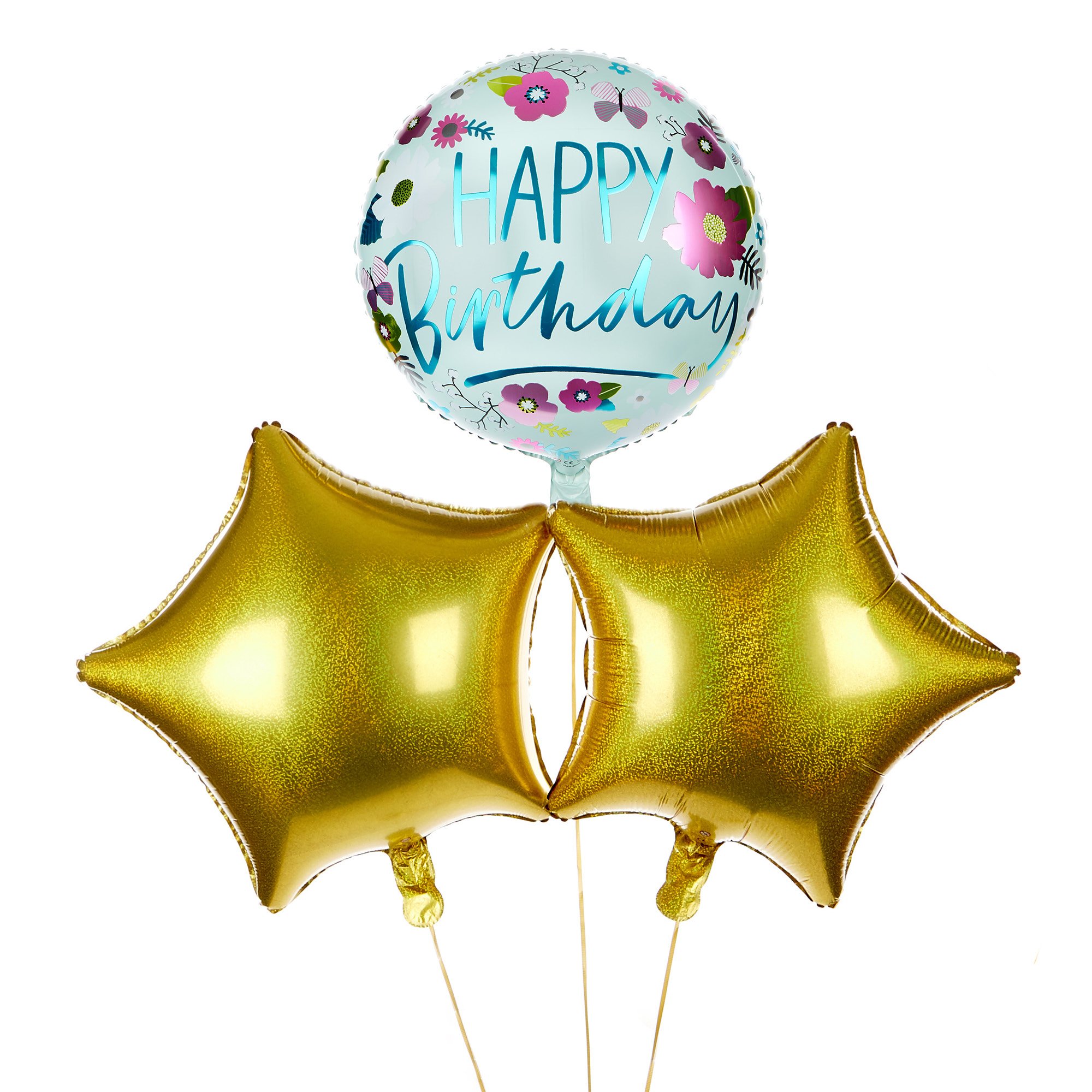 Floral Happy Birthday Balloon Bouquet - DELIVERED INFLATED!