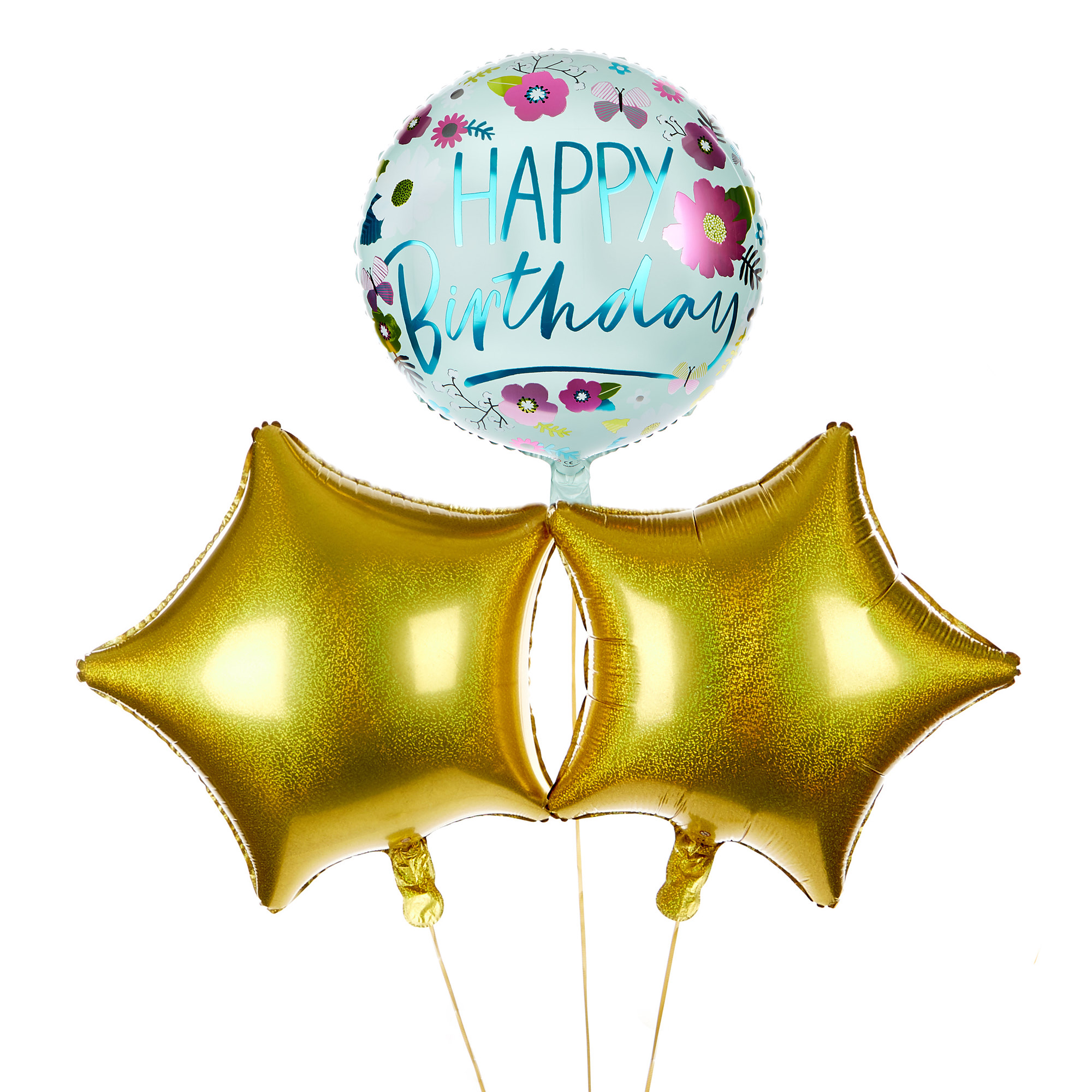 Floral Happy Birthday Balloon Bouquet - DELIVERED INFLATED!