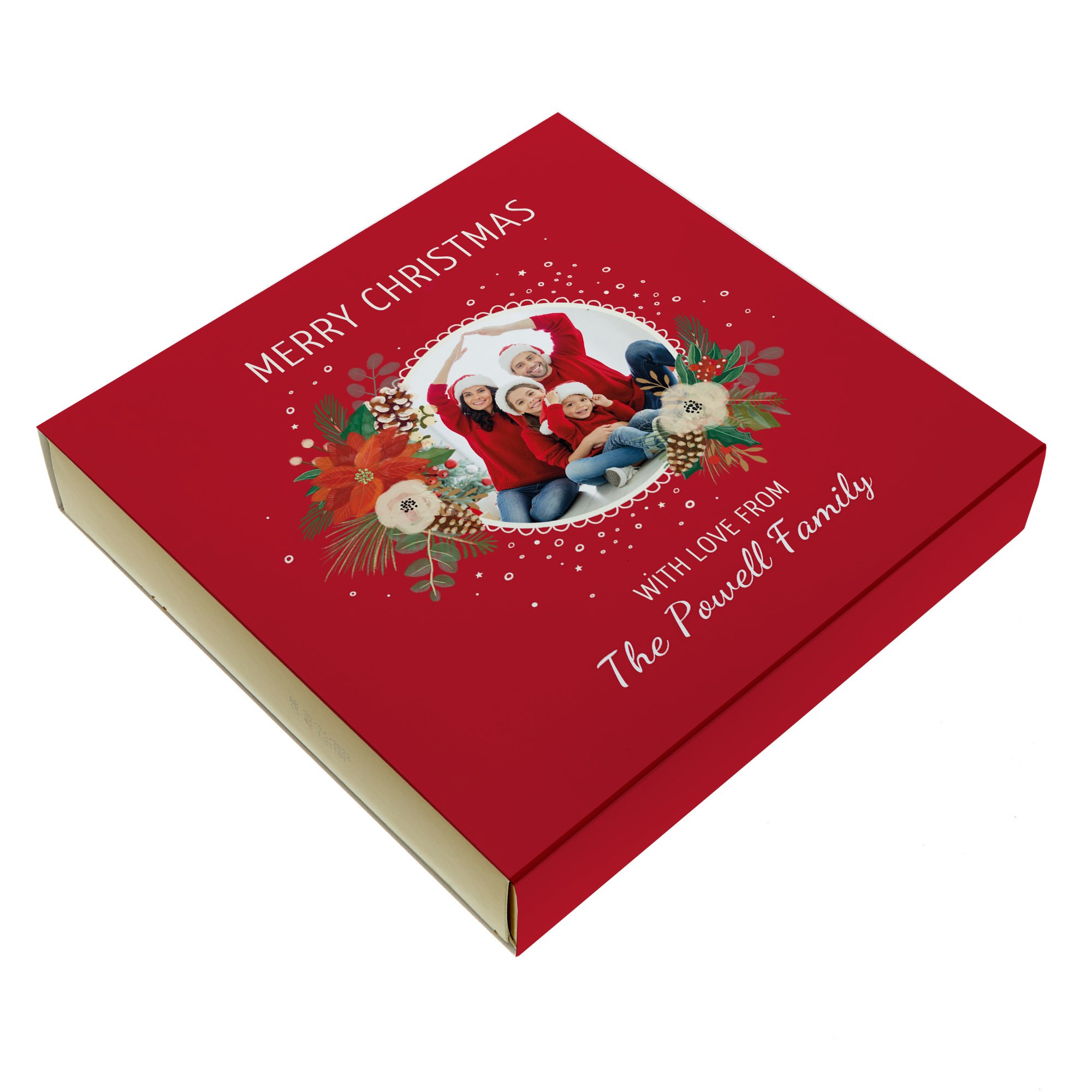 Photo Upload Belgian Chocolates - Merry Christmas Festive Wreath