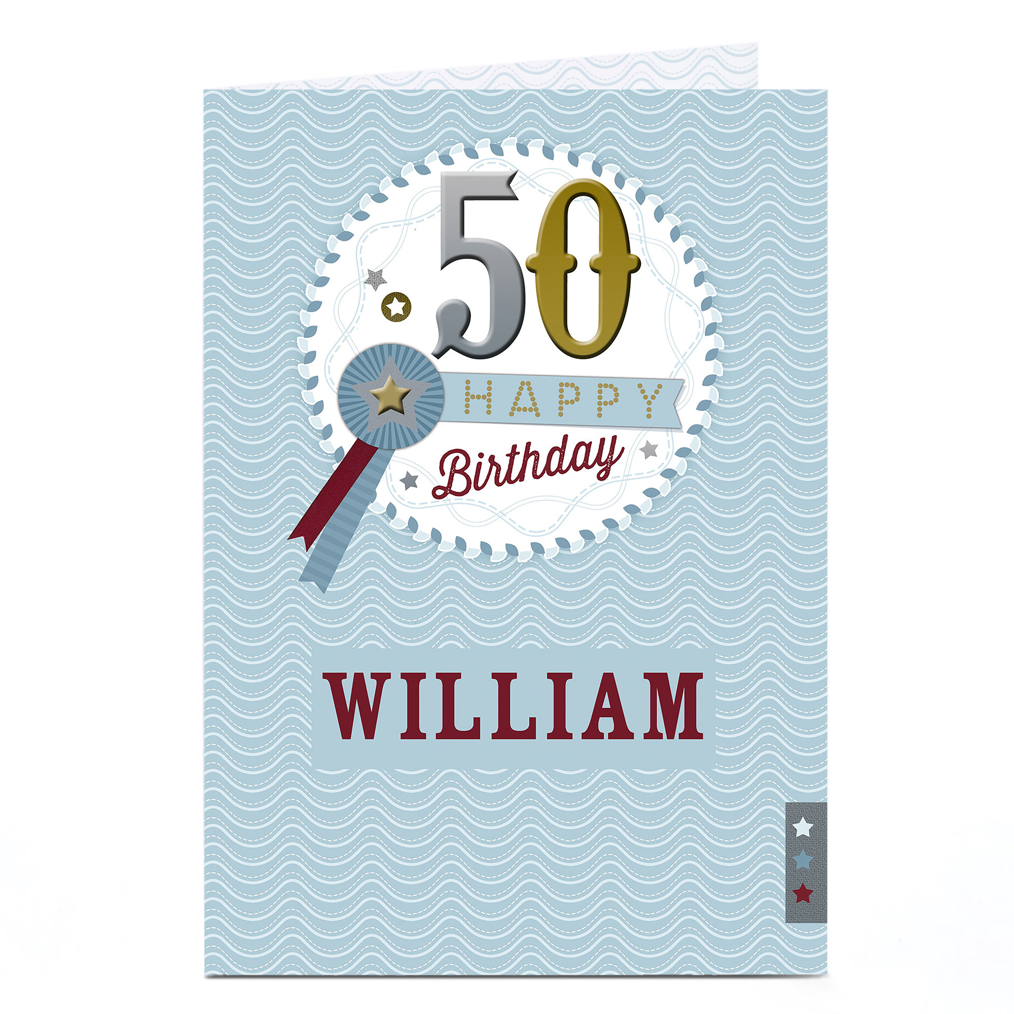 Personalised 50th Birthday Card - Rosette