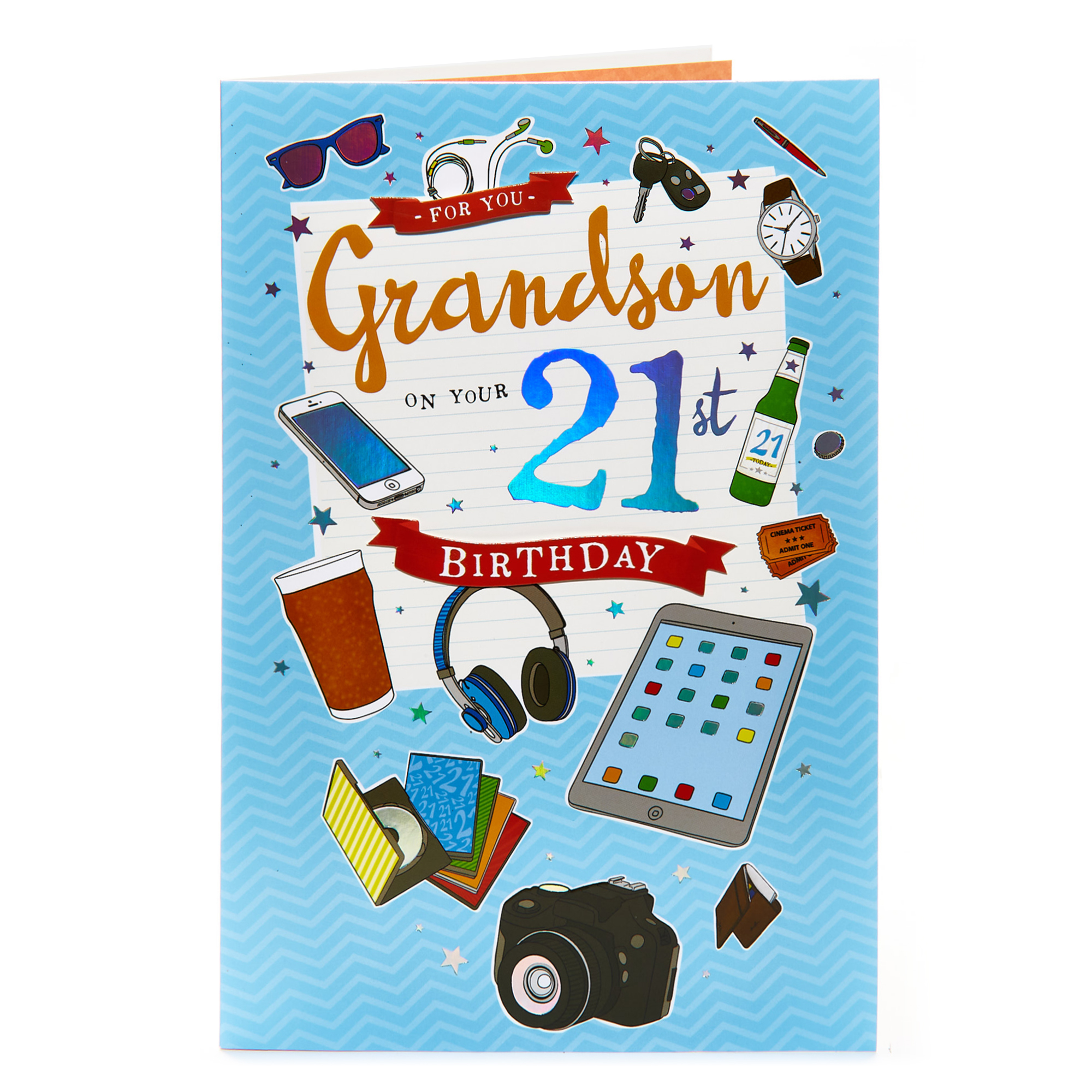 21st Birthday Card - For You Grandson