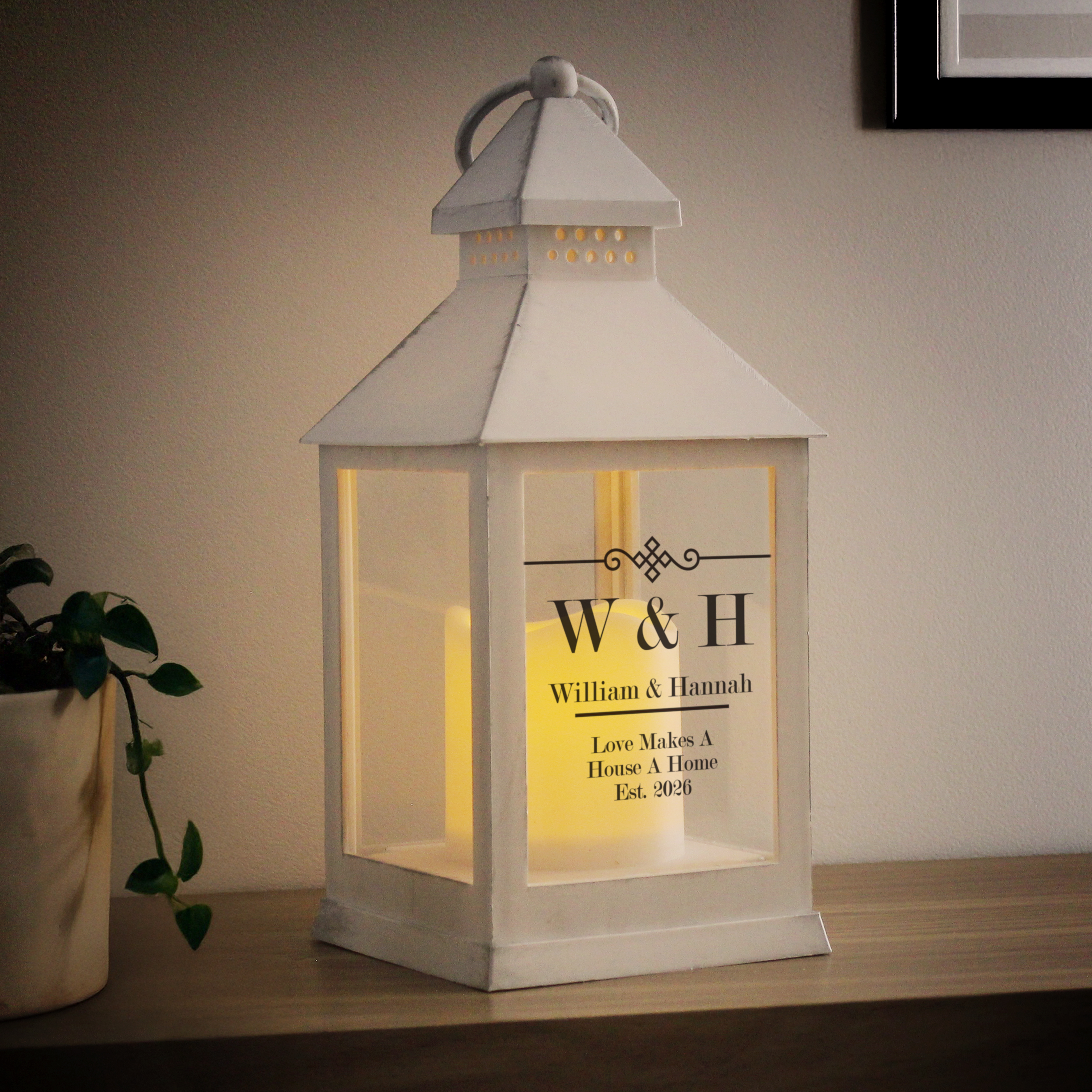 Personalised Elegant Diamond White Lantern