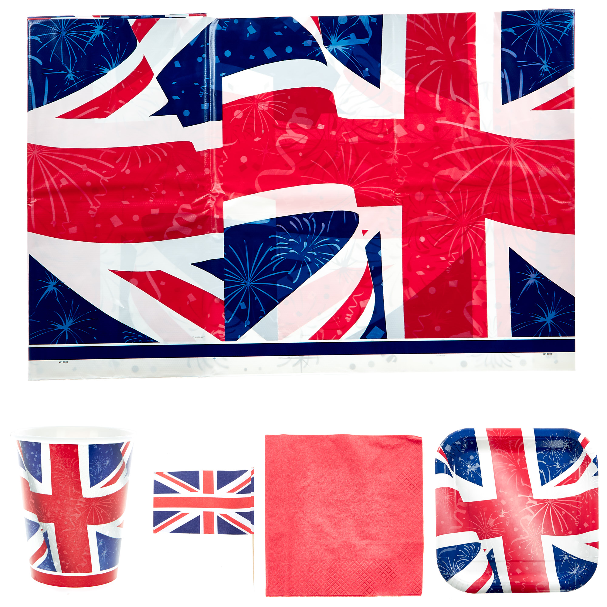 Union Jack Party Tableware & Decorations Bundle - 16 Guests