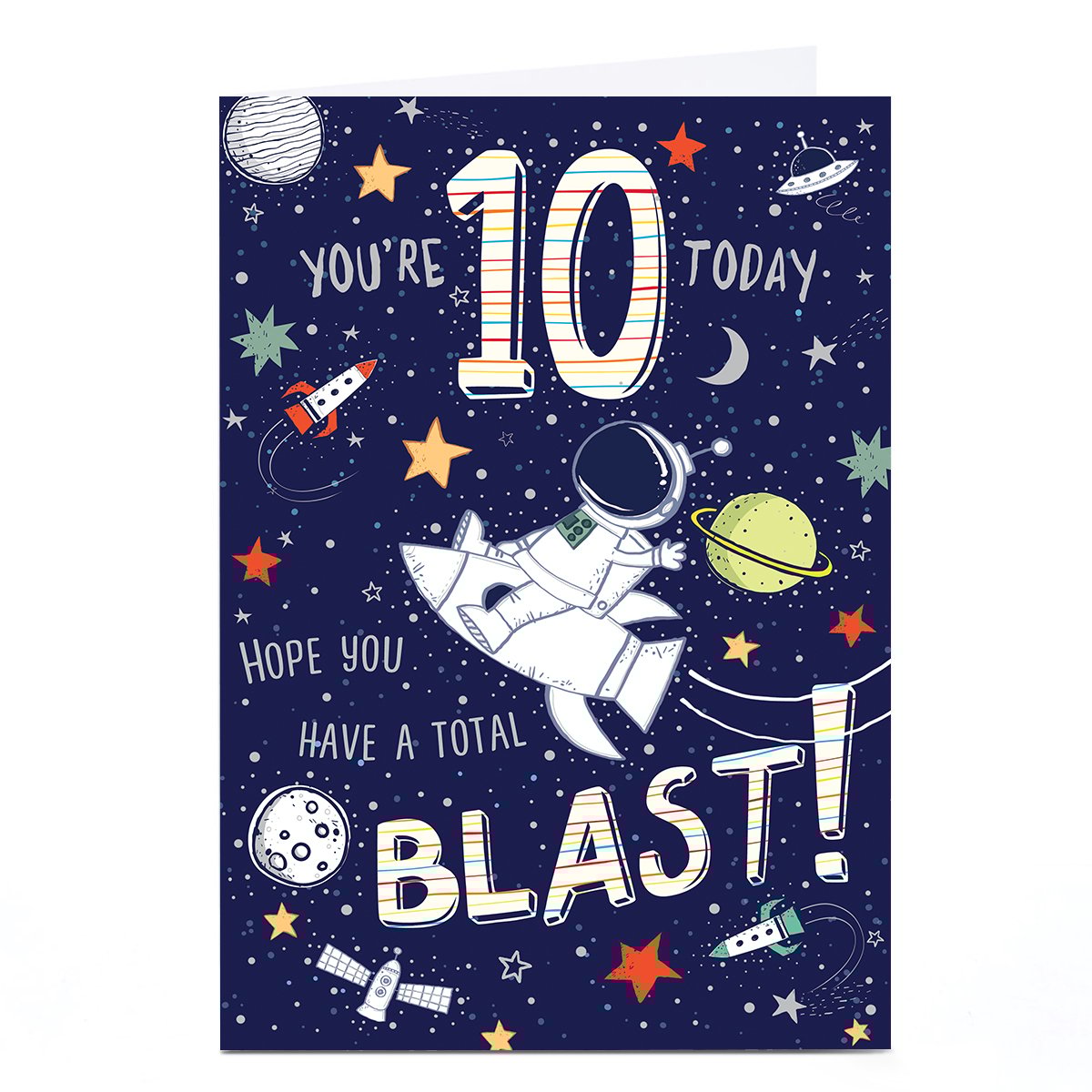 Personalised 10th Birthday Card - Total Blast Outer Space