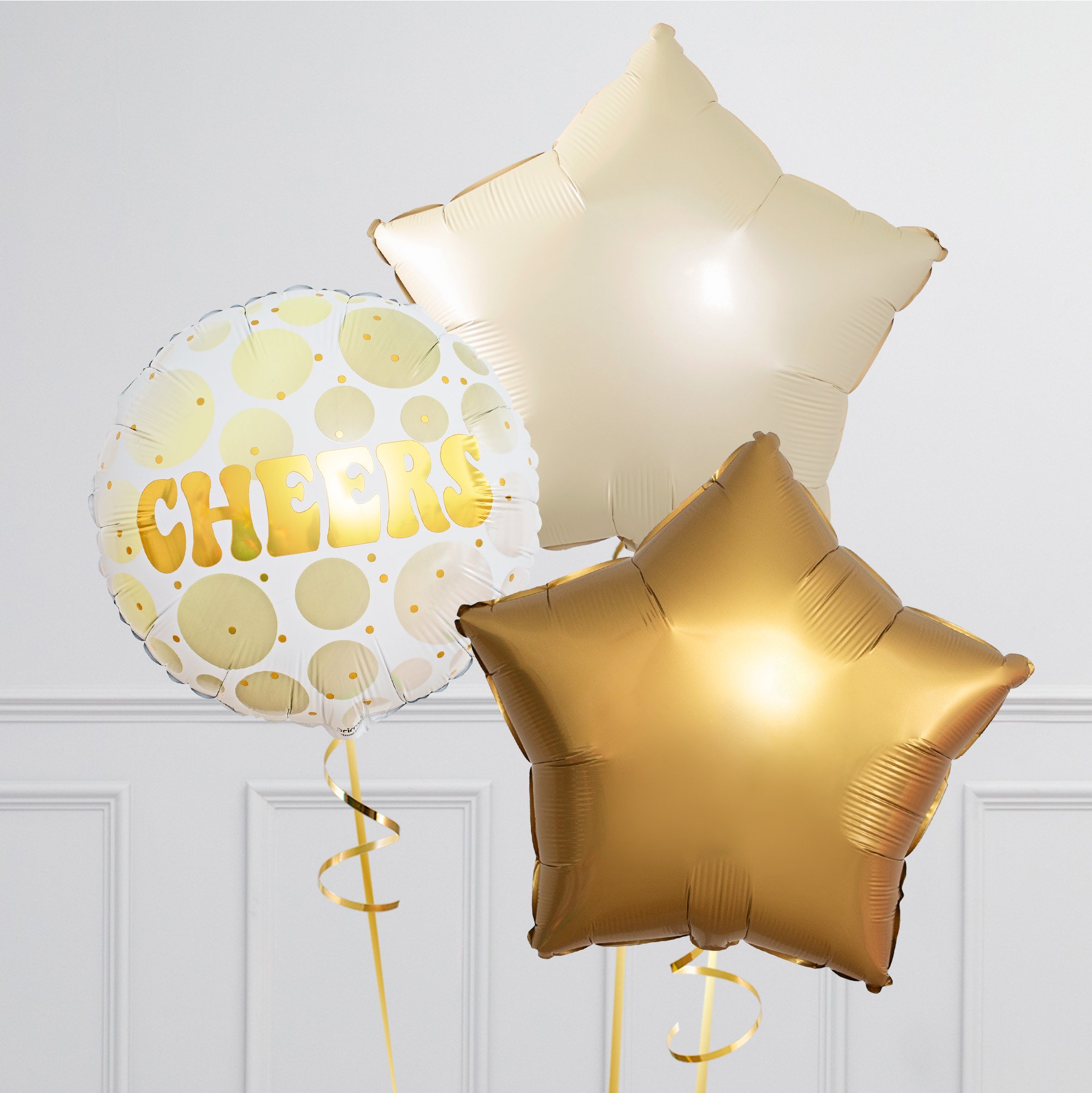 Golden Happy New Year Supershape & Foil Balloon Package - Delivered Inflated!