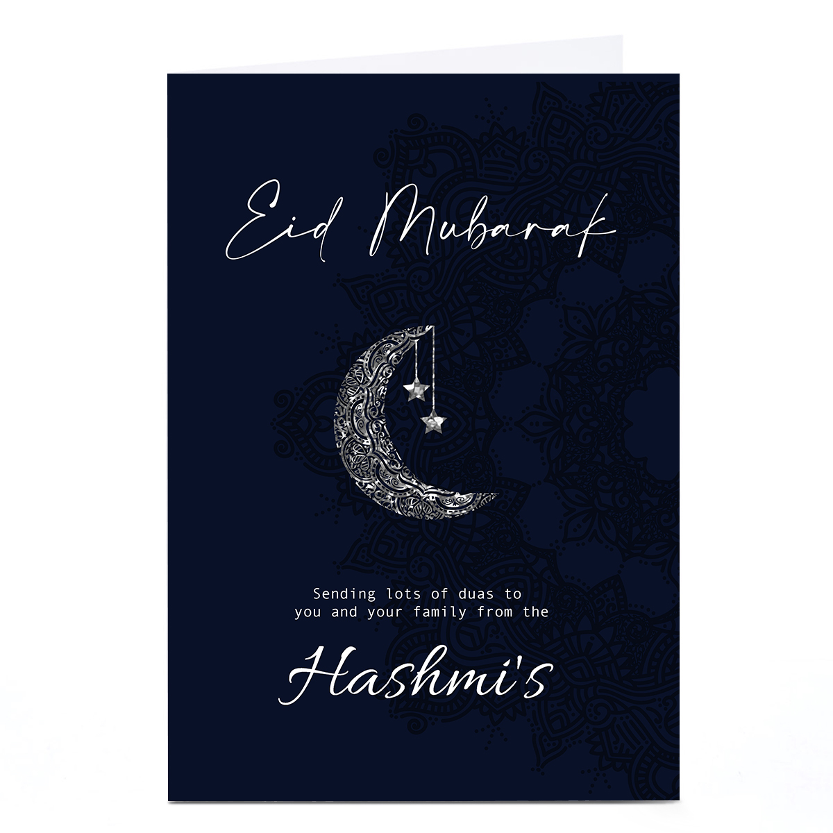 Personalised Roshah Designs Eid Card - Eid Mubarak Navy