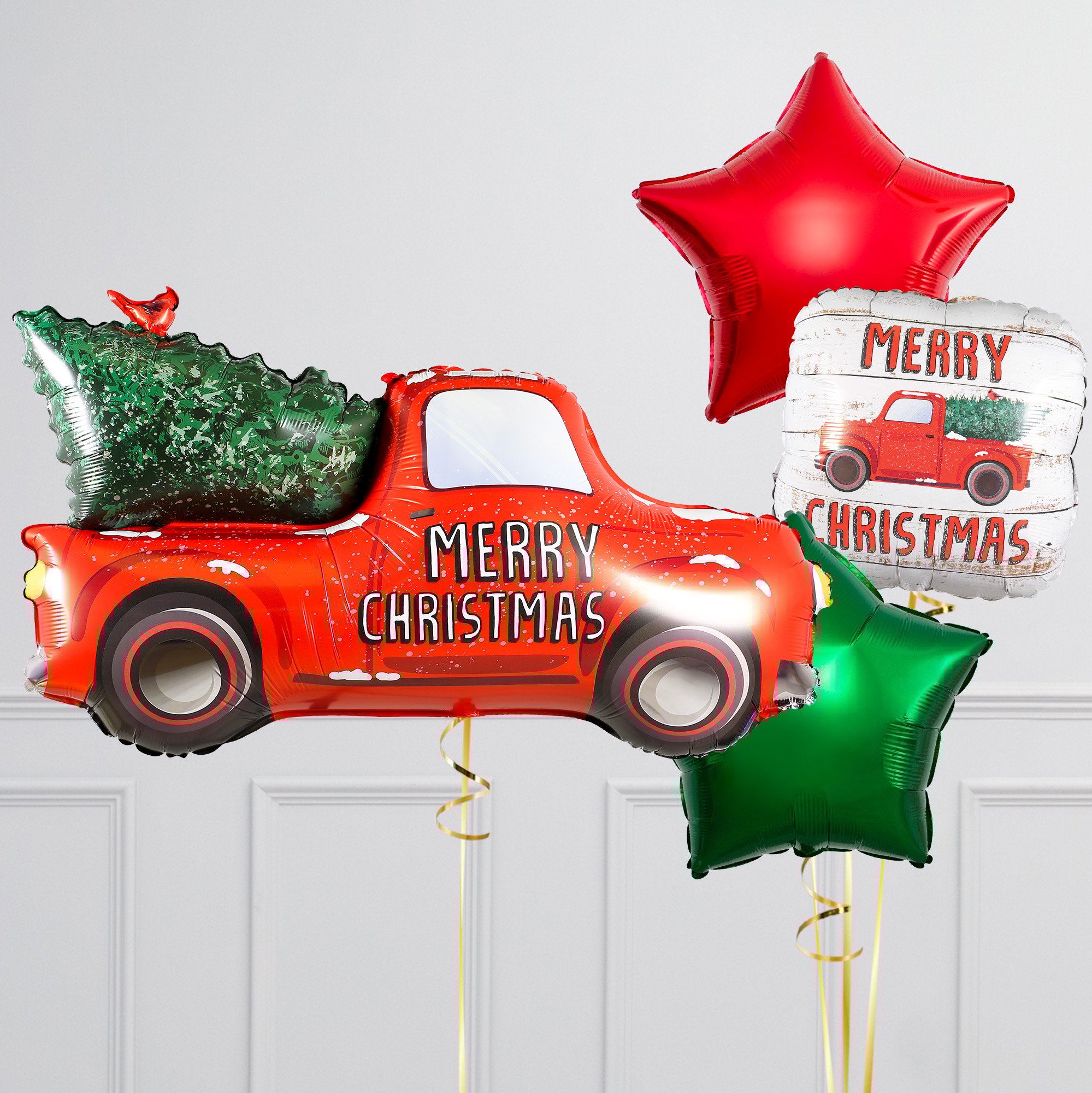 Christmas Truck Foil Balloon Package - Delivered Inflated!