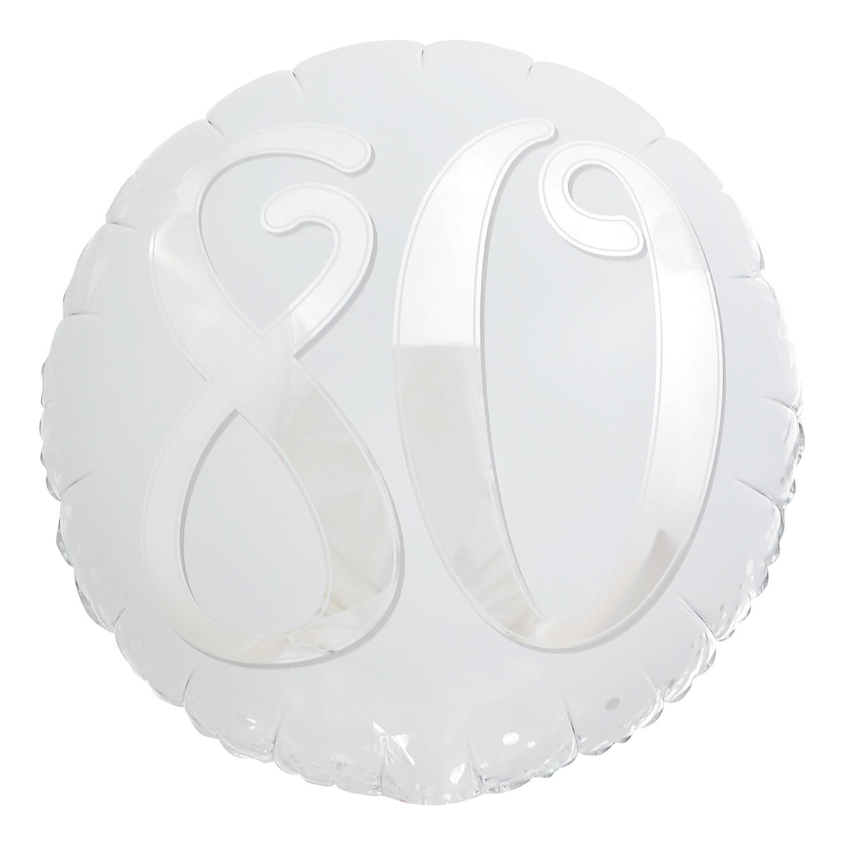 Silver & White 80th Birthday 18-Inch Foil Helium Balloon