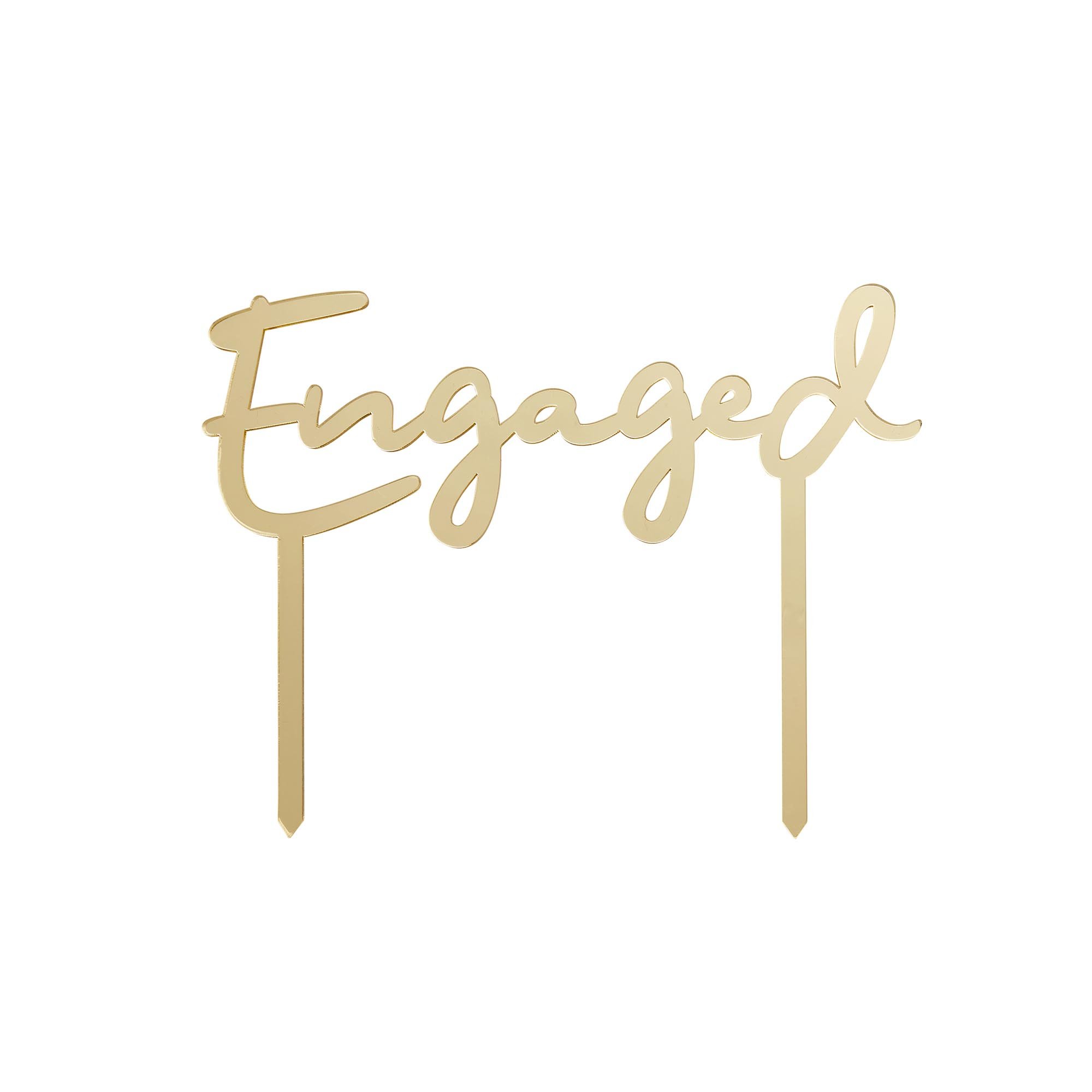 Gold Engaged Acrylic Cake Topper