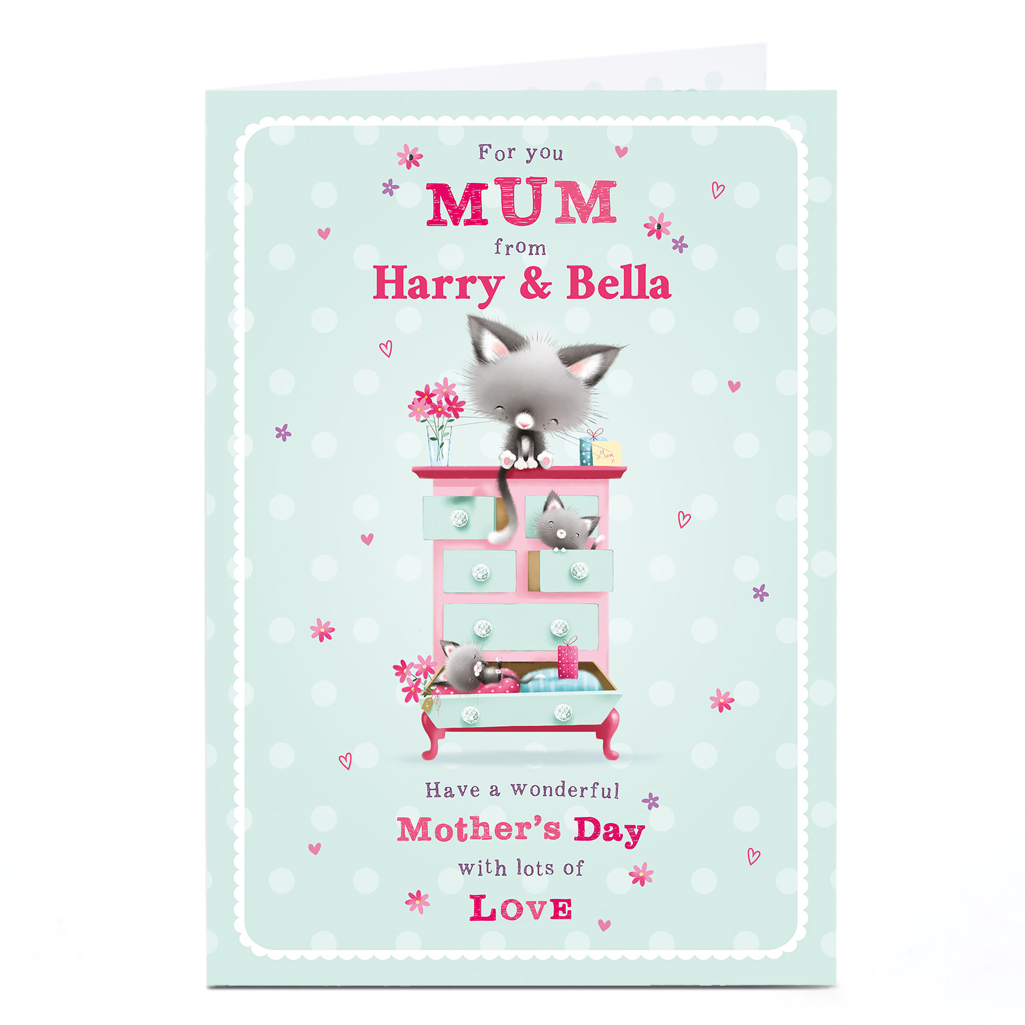 Personalised Mother's Day Card - Mum & Kittens
