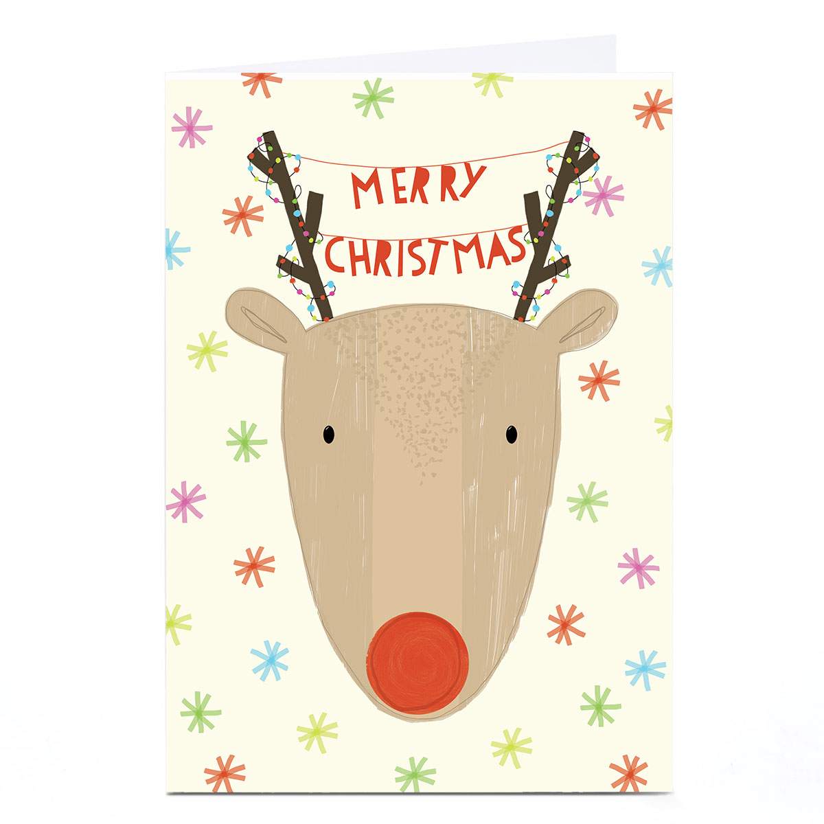 Personalised Christmas Card - Reindeer Merry Christmas Antlers