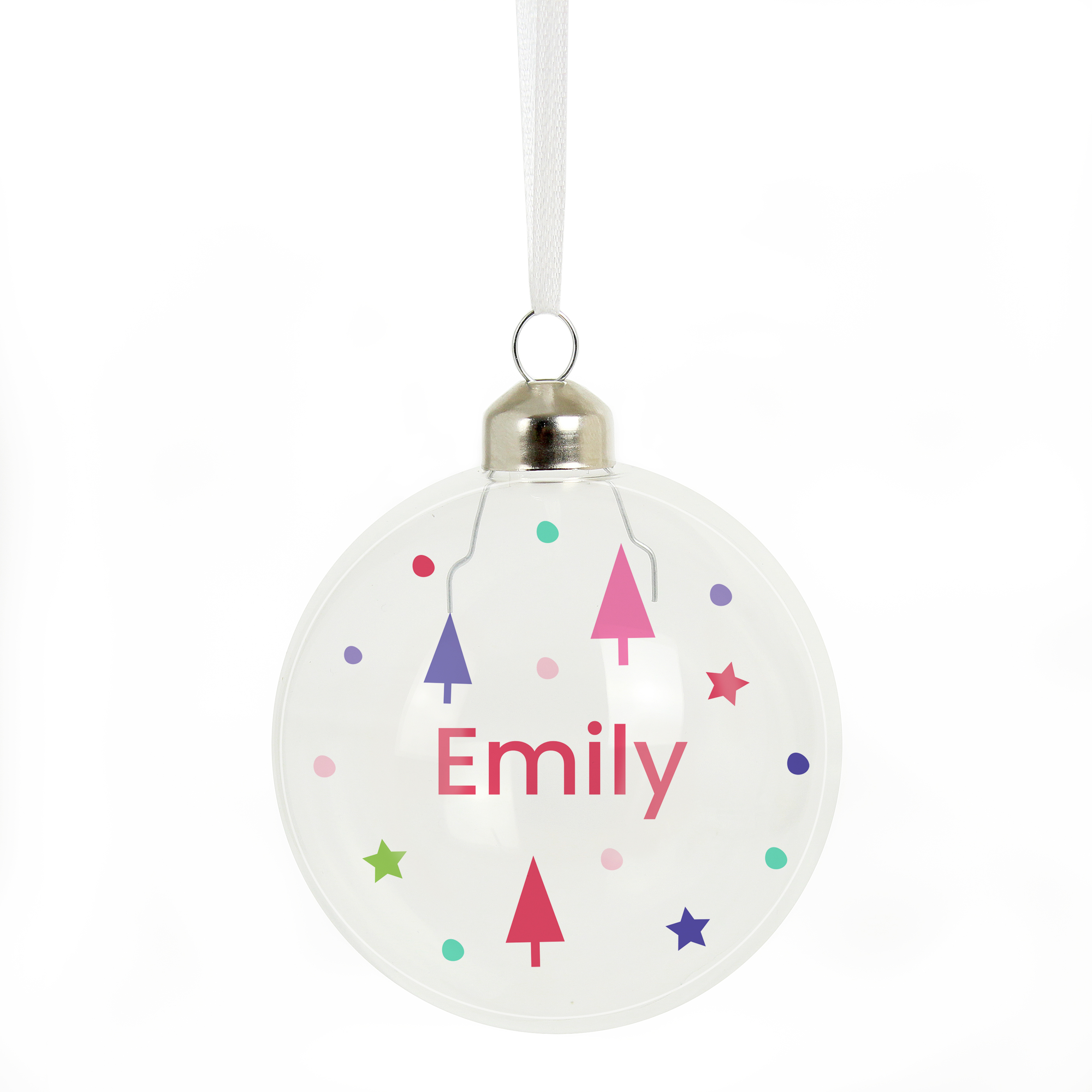 Personalised Christmas Tree Patterned Glass Bauble