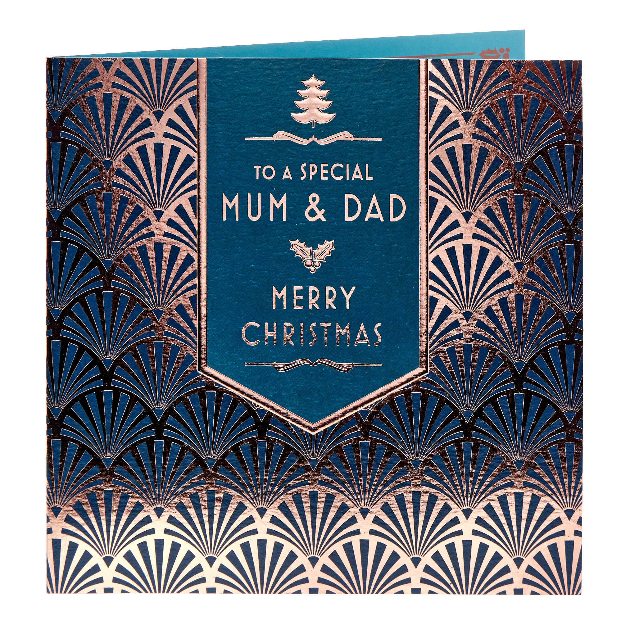 Platinum Mum & Dad Copper & Navy Christmas Card