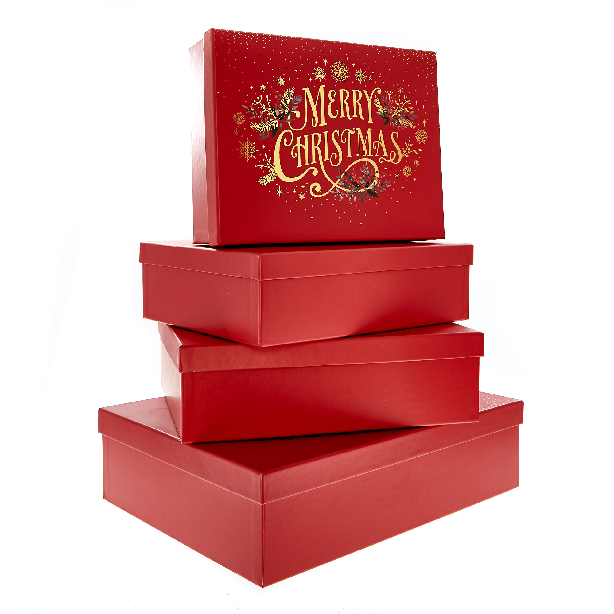 Traditional Merry Christmas Gift Boxes - Pack Of 4