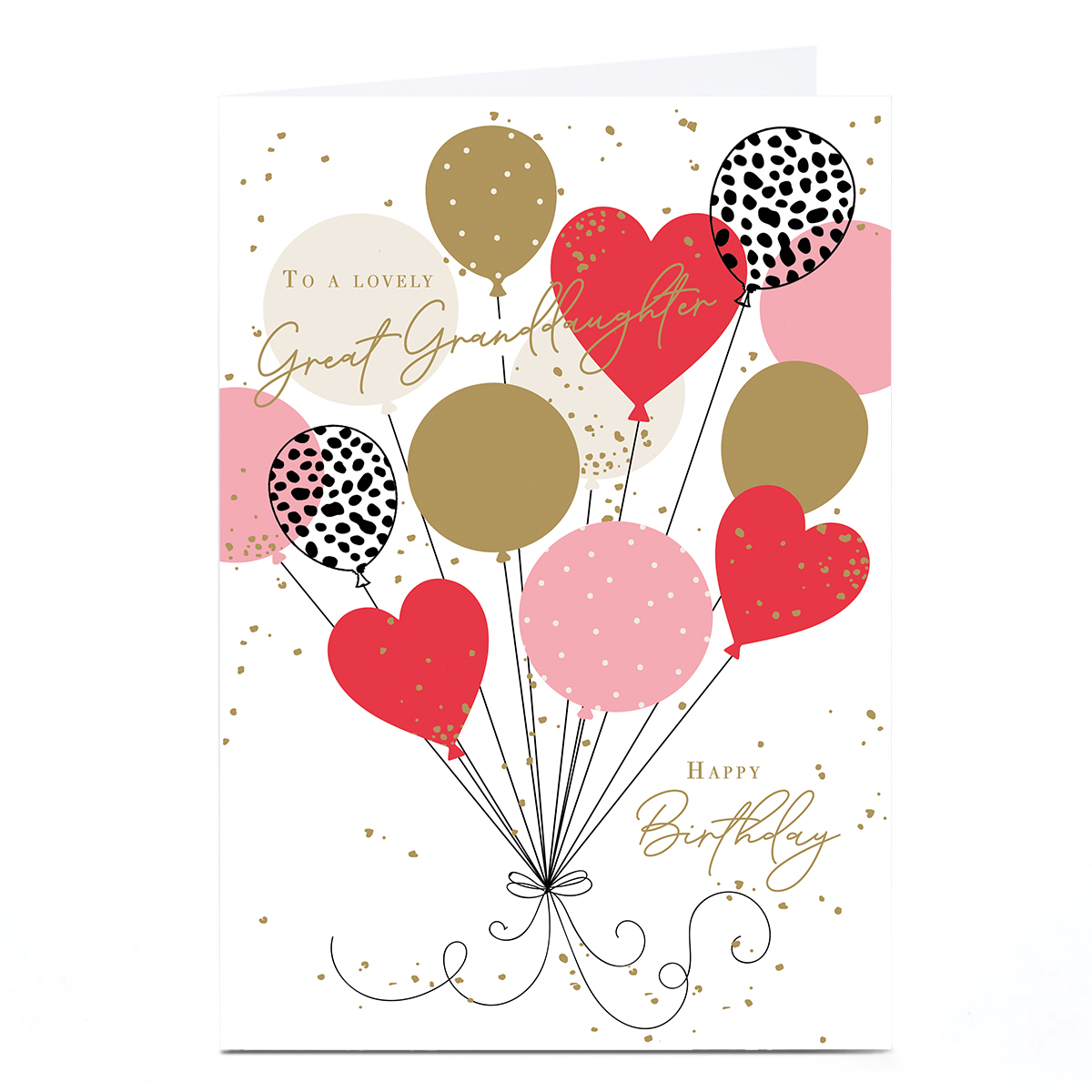 Personalised Birthday Card - Big Bunch of Balloons, Great Granddaughter