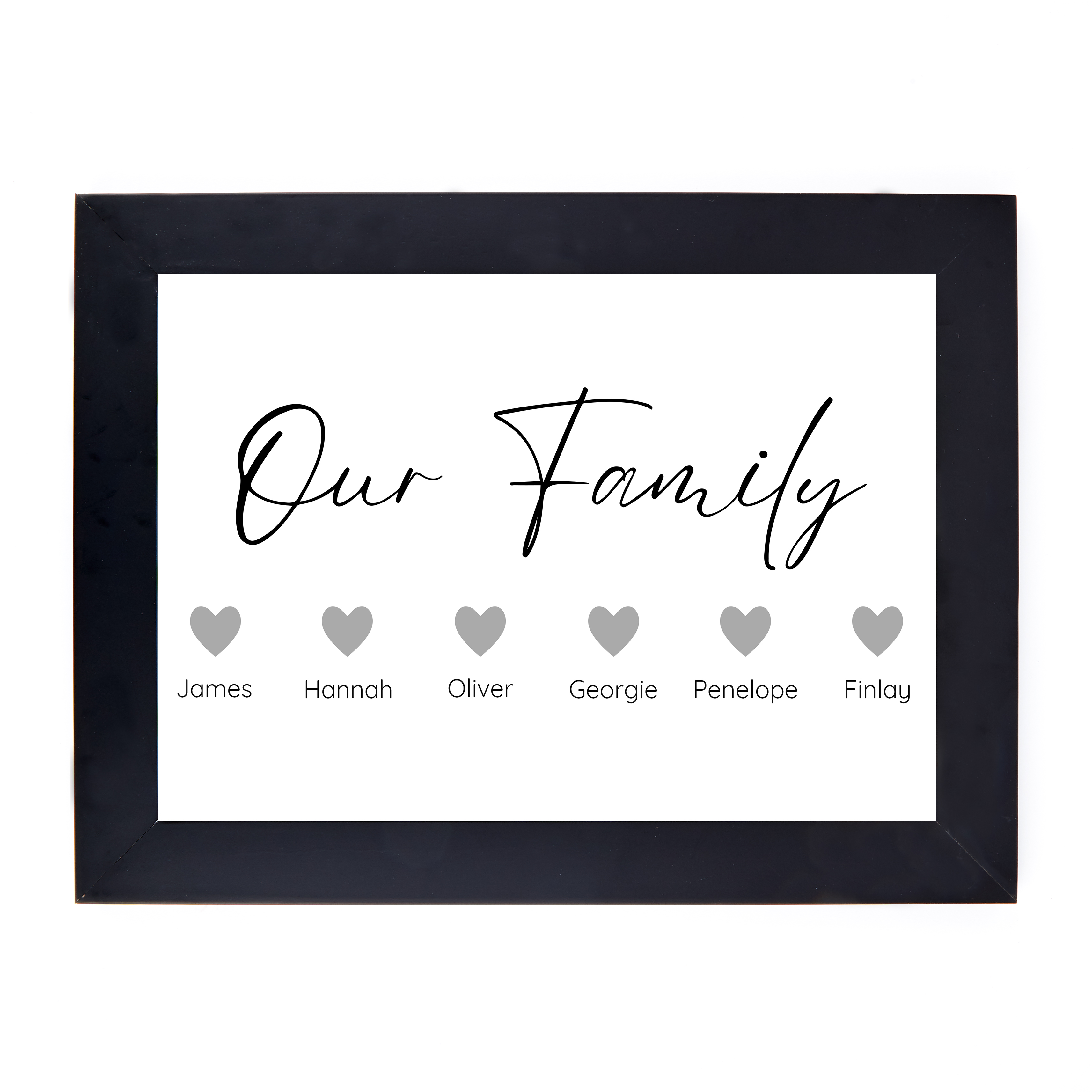 Personalised Our Family Print - Family of 6 Hearts
