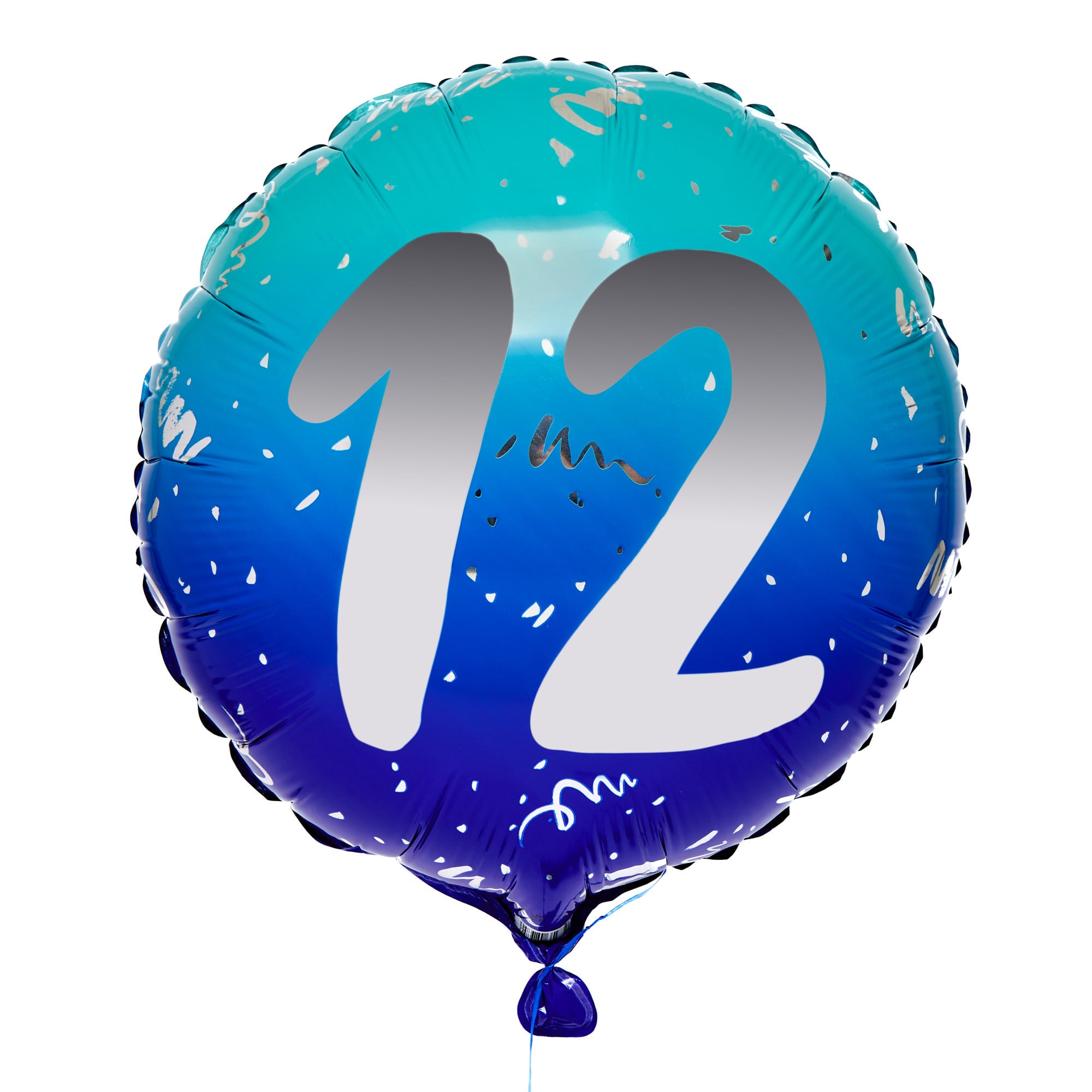 Blue Ombre 12th Birthday 18-Inch Foil Helium Balloon
