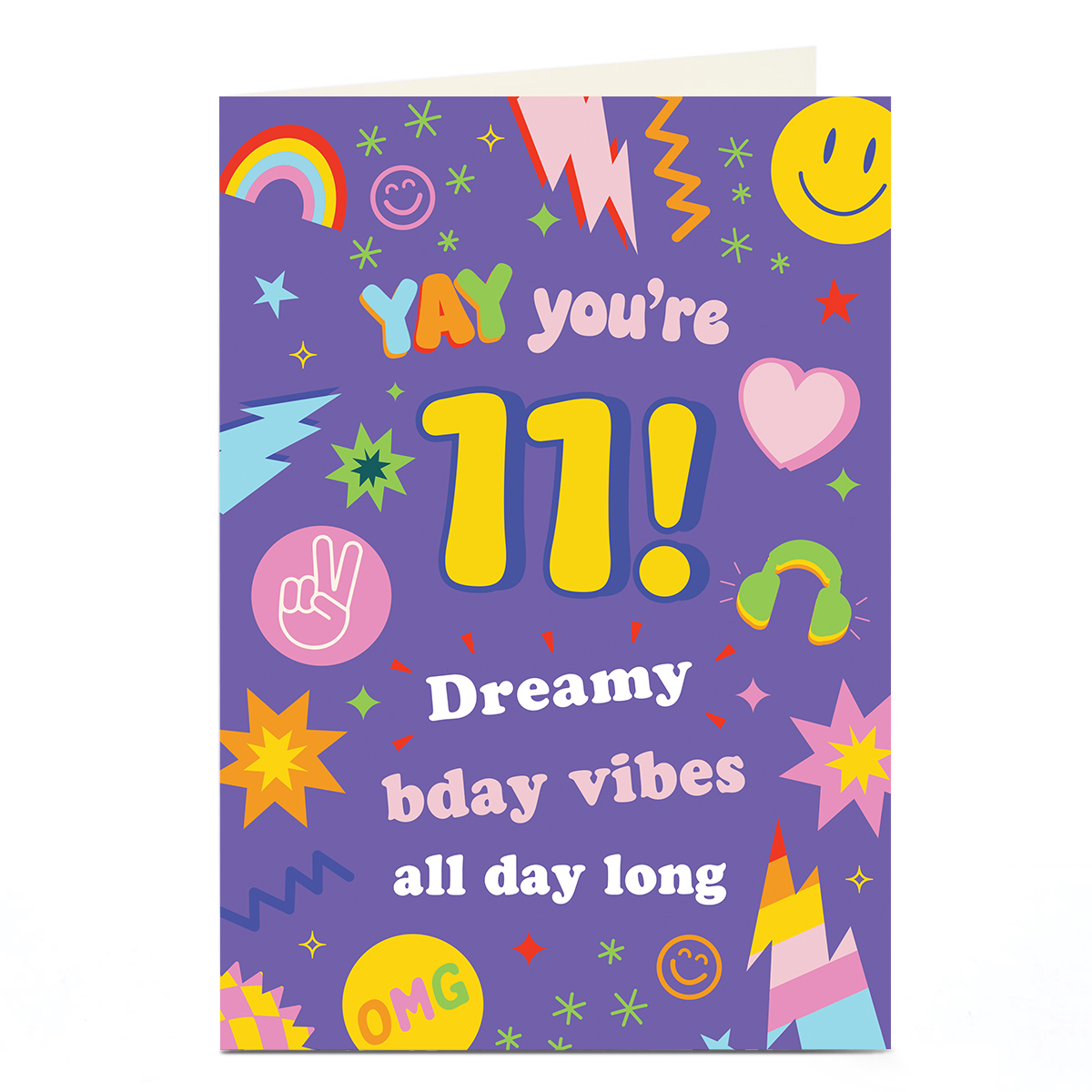 11th Birthday Card - Purple Pop Art Bday Vibes